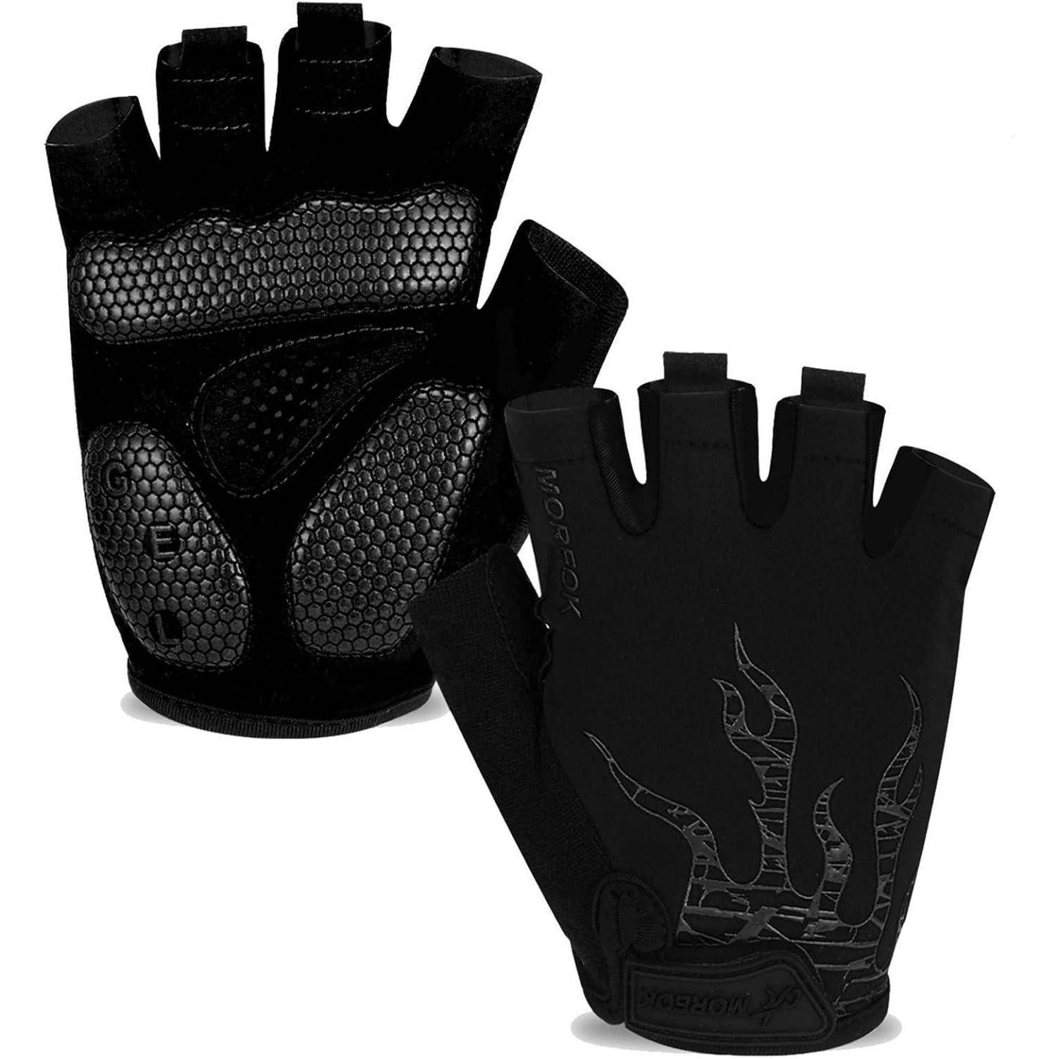 Radhandschuhe Halbfinger Gel 5MM Stoßdämpfend Rutschfest Schwarz M