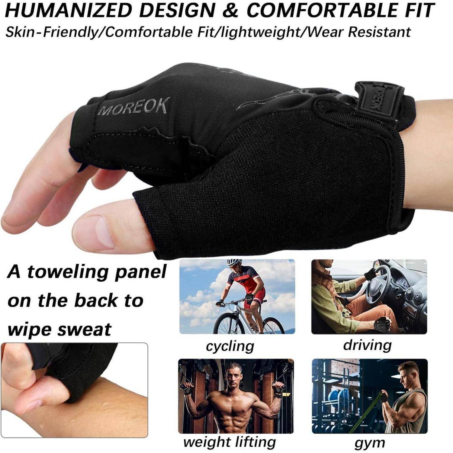 Radhandschuhe Halbfinger Gel 5MM Stoßdämpfend Rutschfest Schwarz M