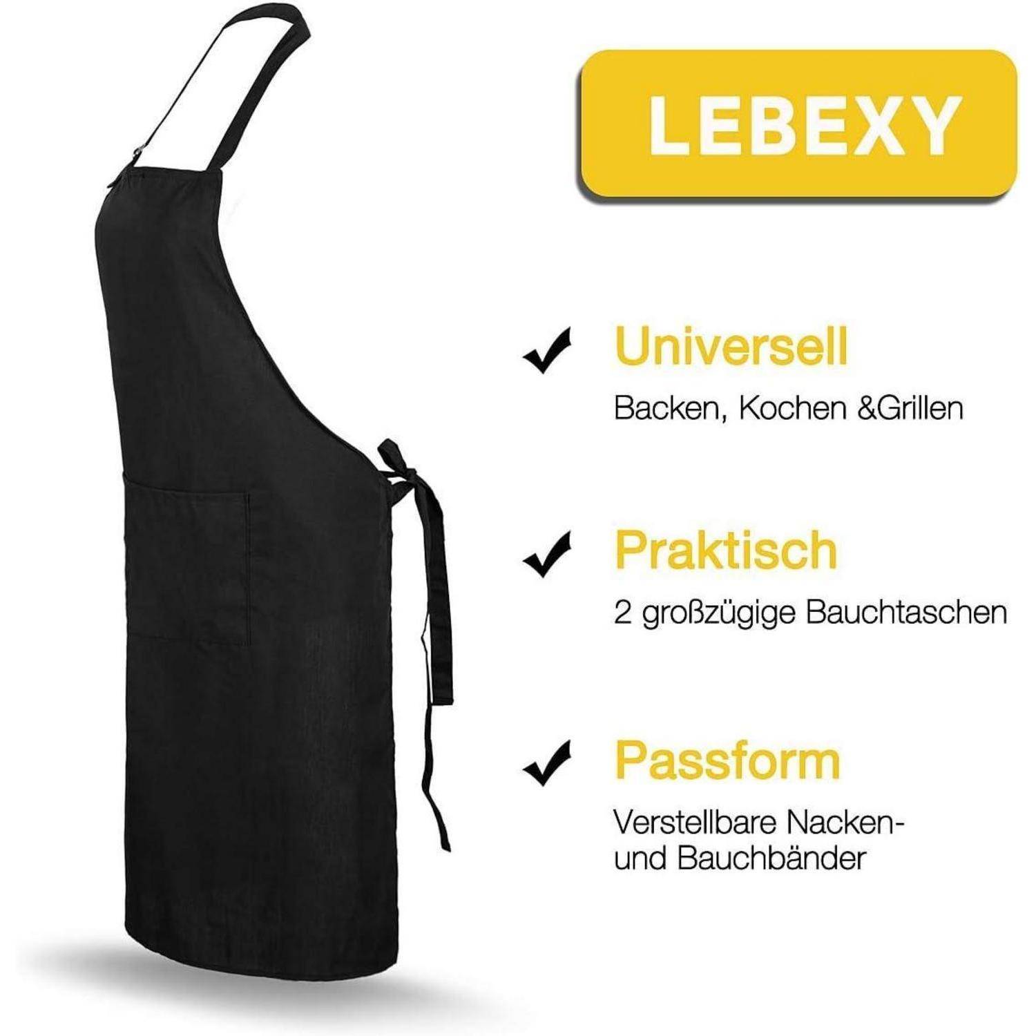 Kochschürze Baumwolle Grillschürze Herren Damen Jungen Schwarz