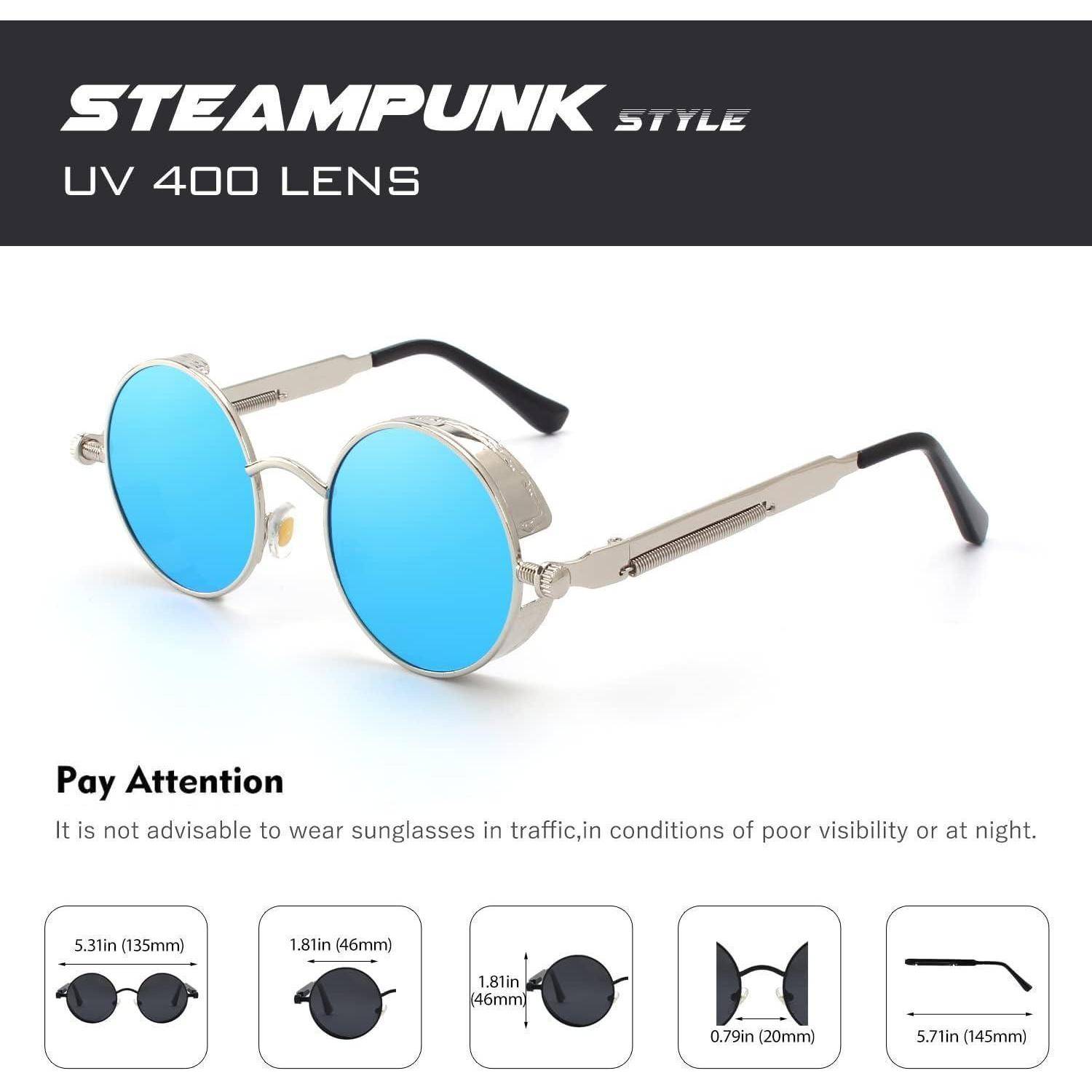 Sonnenbrille Rund Polarisiert 1.4 Silber Verspiegelte Blau