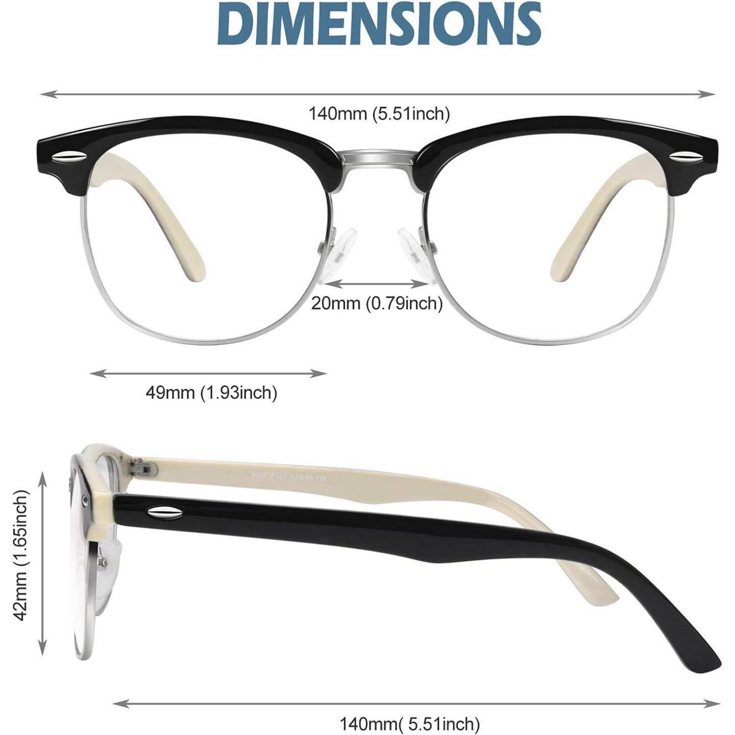 Brille Halbrahmen Nerd Fensterglas Damen Herren UV400 Schwarz Gelb
