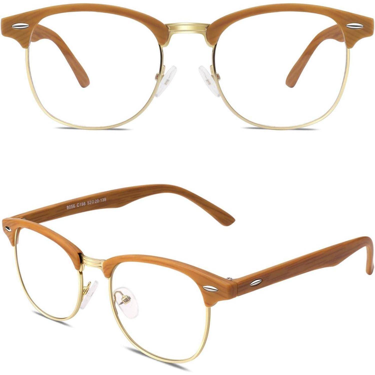 Brille Halbrahmen Nerd Fensterglas Damen Herren UV400 Gr¨¹n