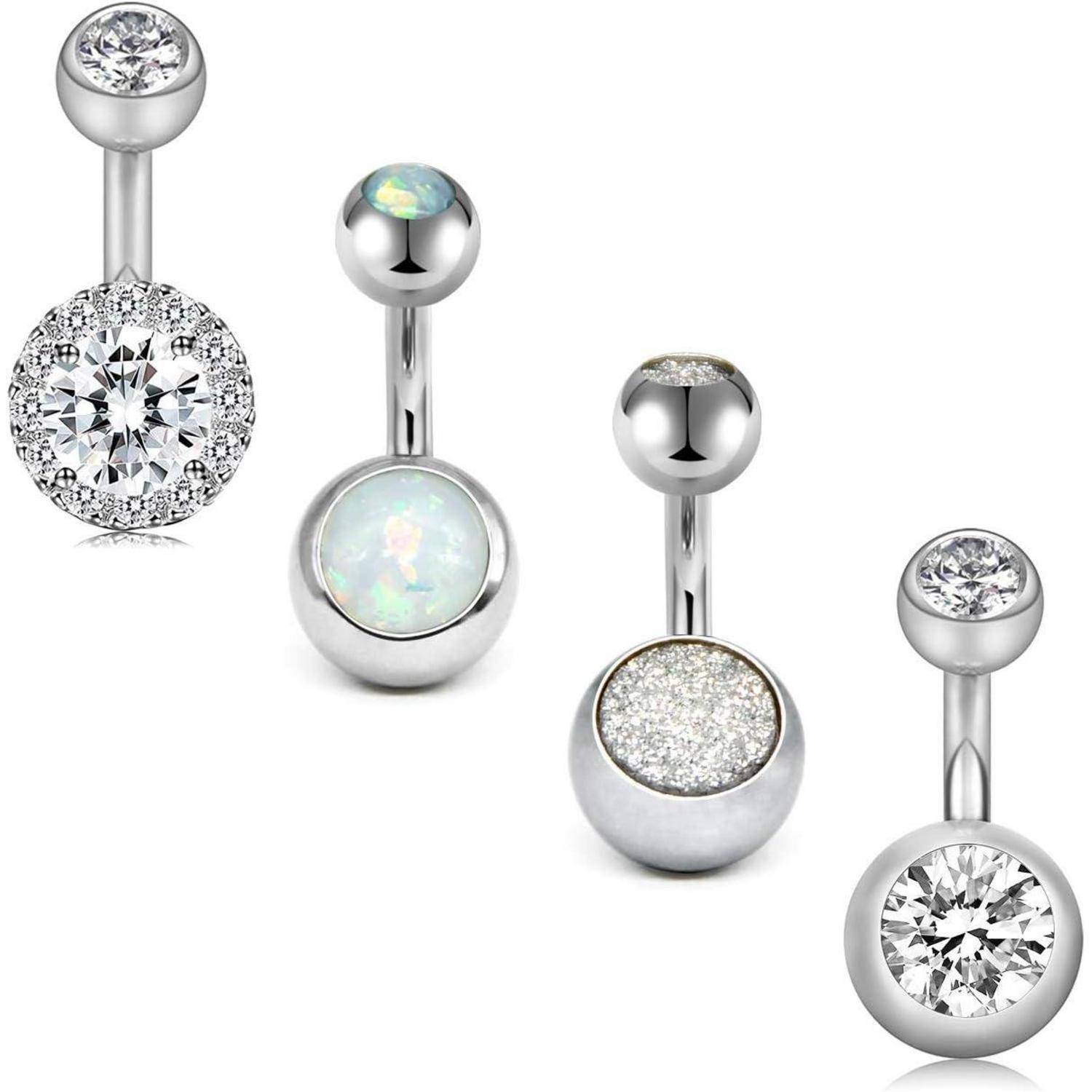 Bauchnabelpiercing 3stk 14G 6mm Chirurgenstahl Silber Herz Stil 3