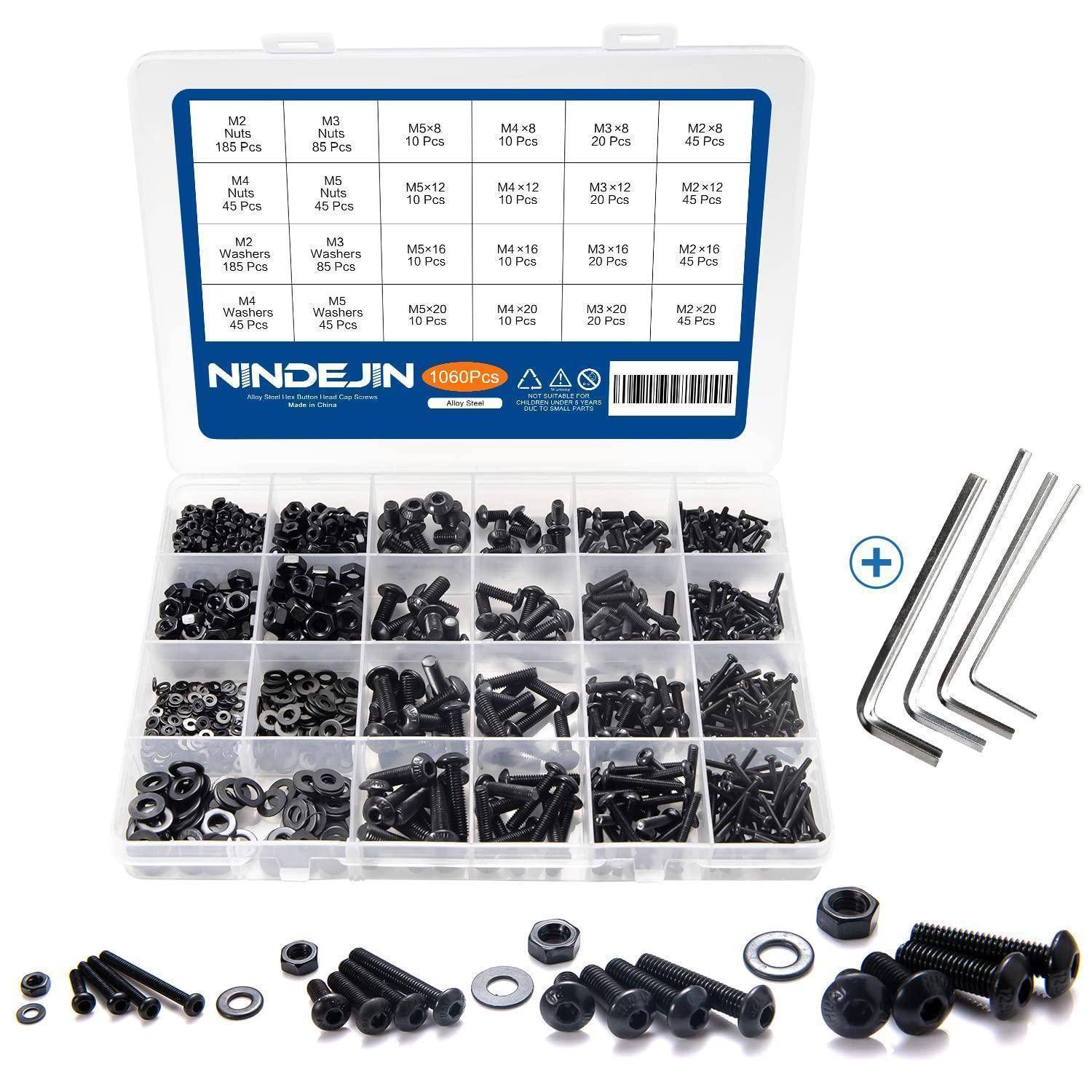 Schrauben Set 1060 M2 M3 M4 M5 Muttern Innensechskant Knopfschrauben