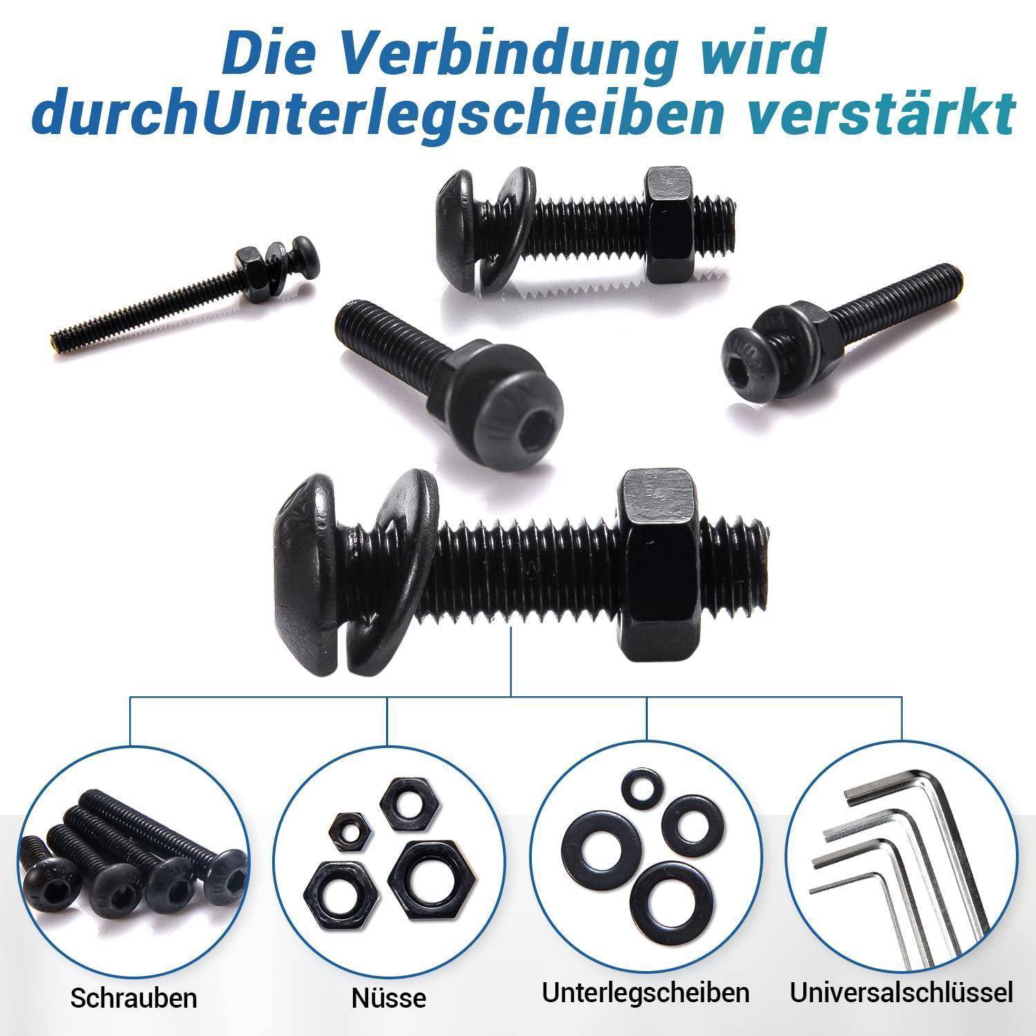 Schrauben Set 1060 M2 M3 M4 M5 Muttern Innensechskant Knopfschrauben