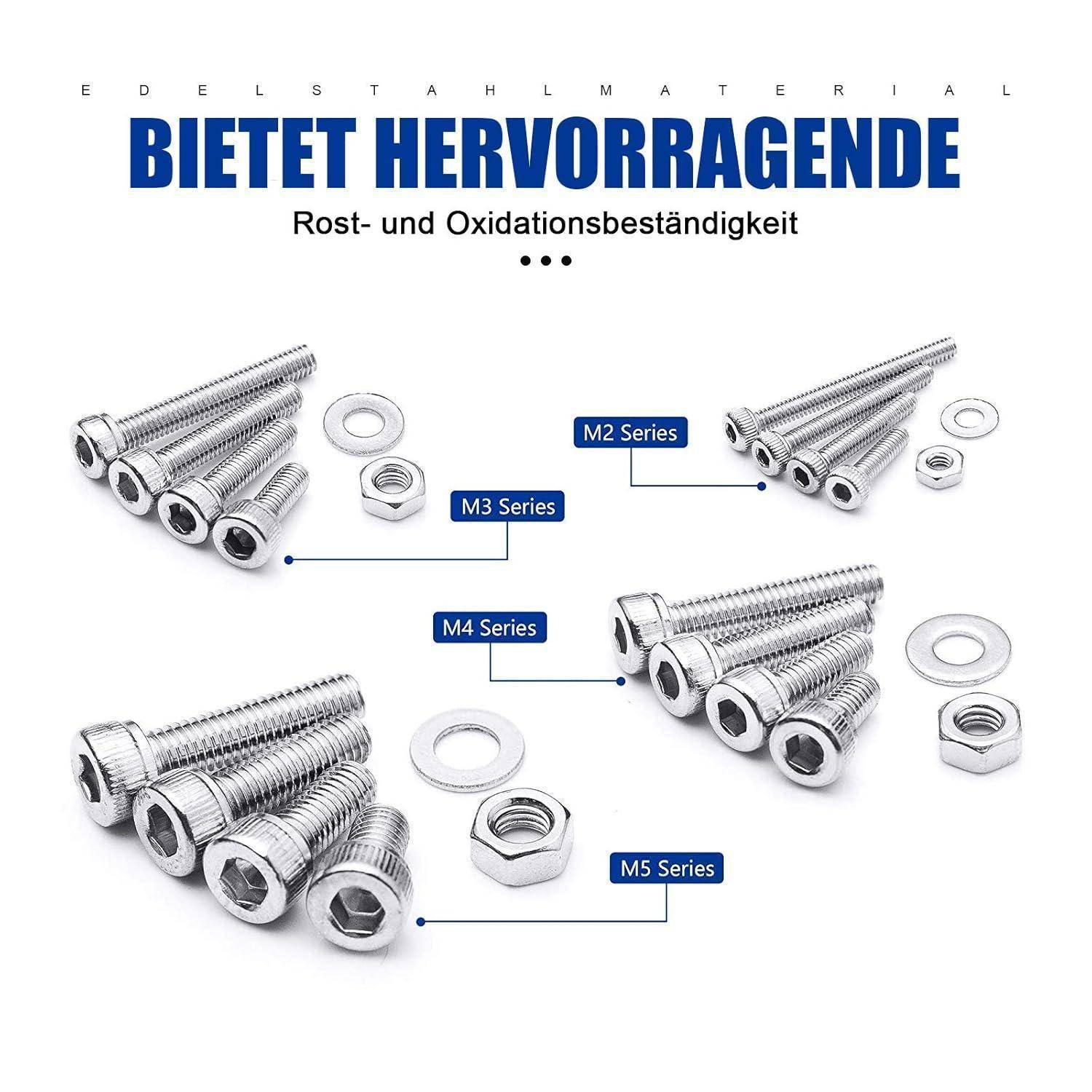Schrauben Set 880 Pcs M2 M3 M4 Sechskopf Edelstahl 304 Schrauben C