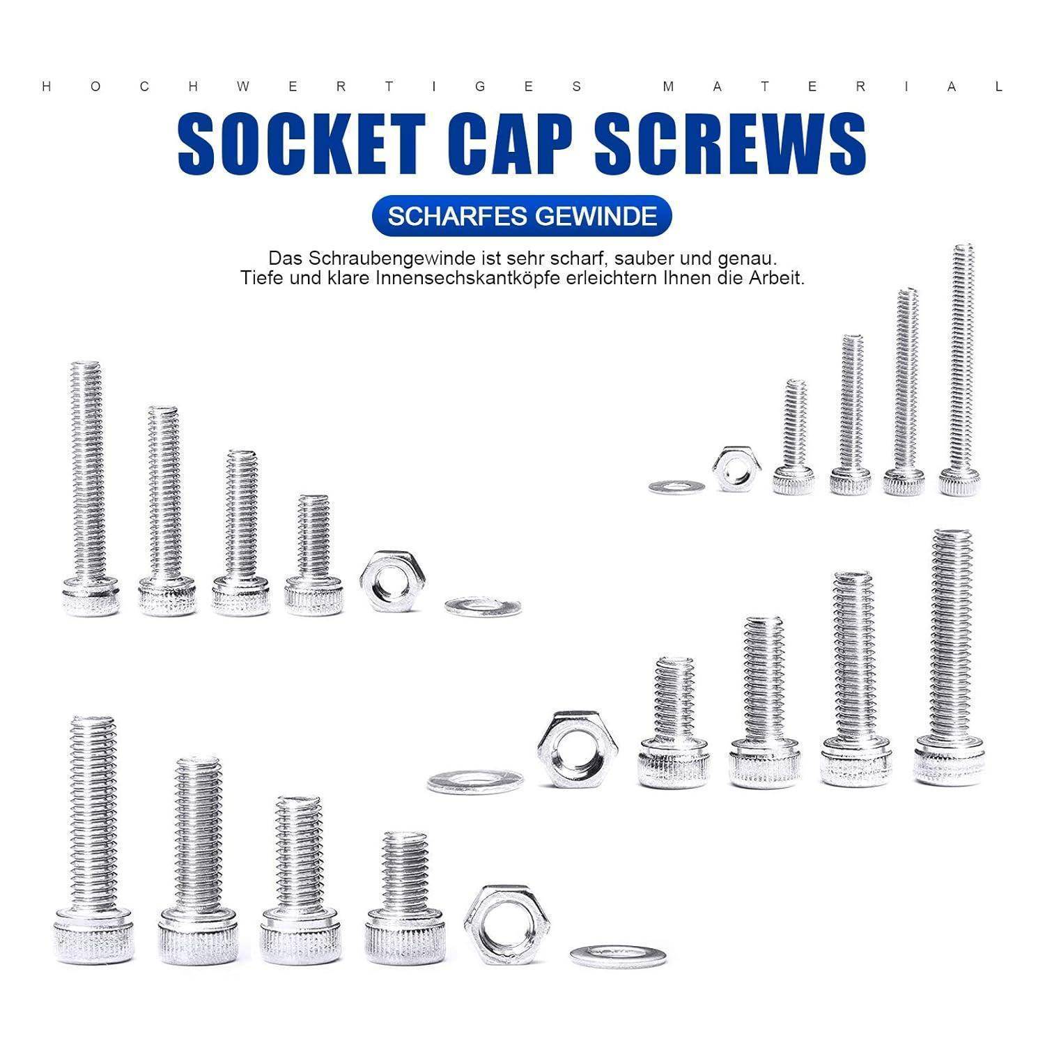 Schrauben Set 880 Pcs M2 M3 M4 Sechskopf Edelstahl 304 Schrauben C