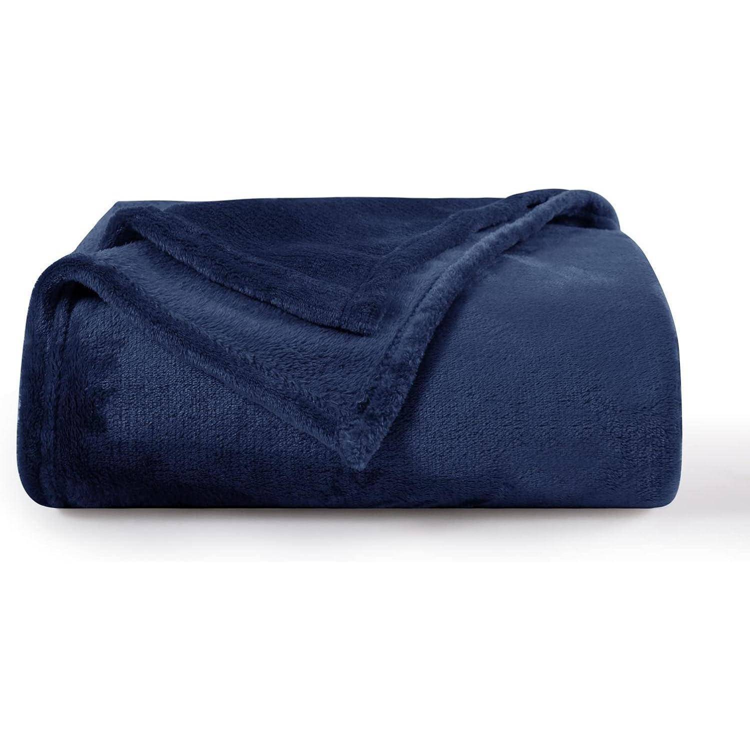 Kuscheldecke Fleecedecke 150x200 XL Sofa Blau 150 x 200 cm Marine Blau
