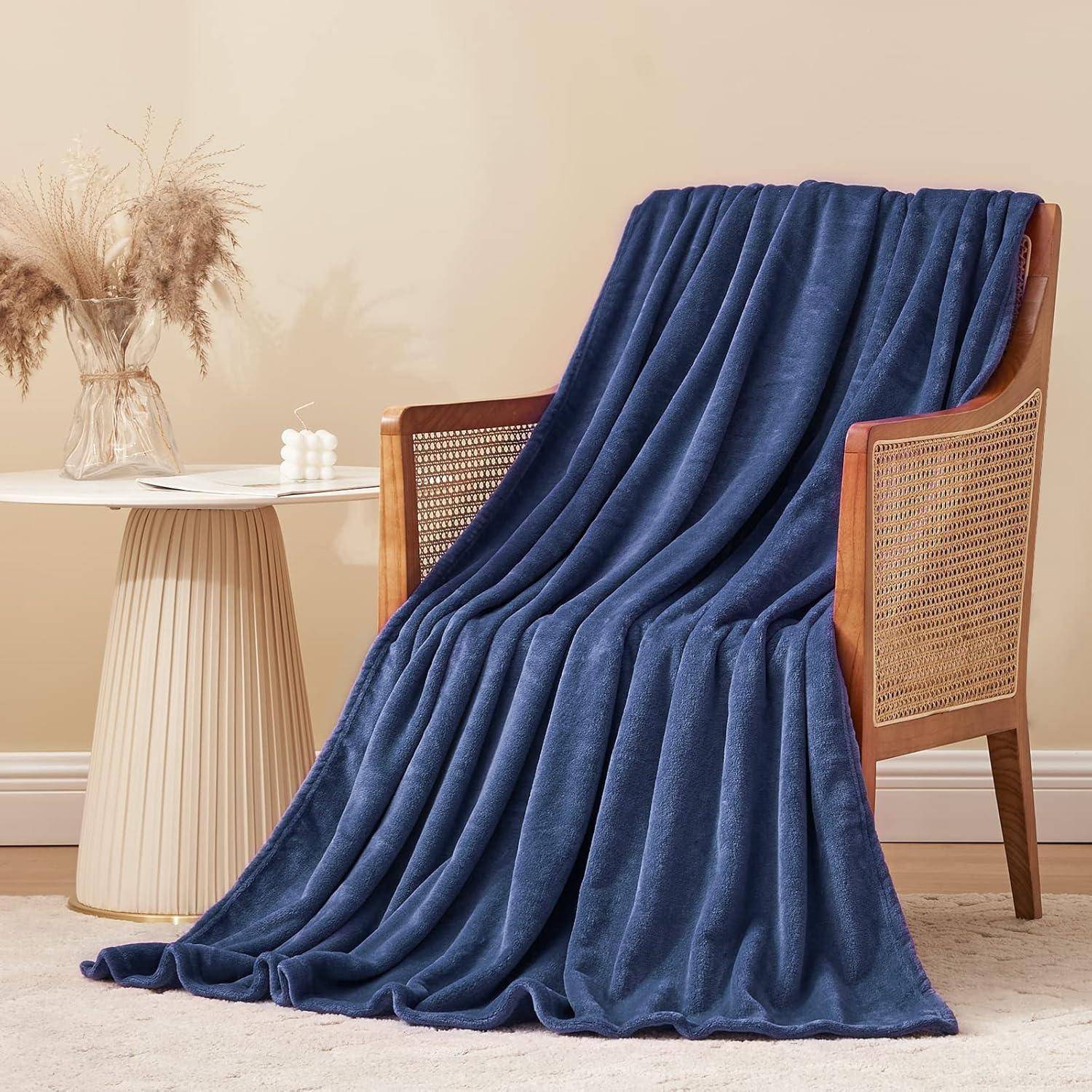 Kuscheldecke Fleecedecke 150x200 XL Sofa Blau 150 x 200 cm Marine Blau