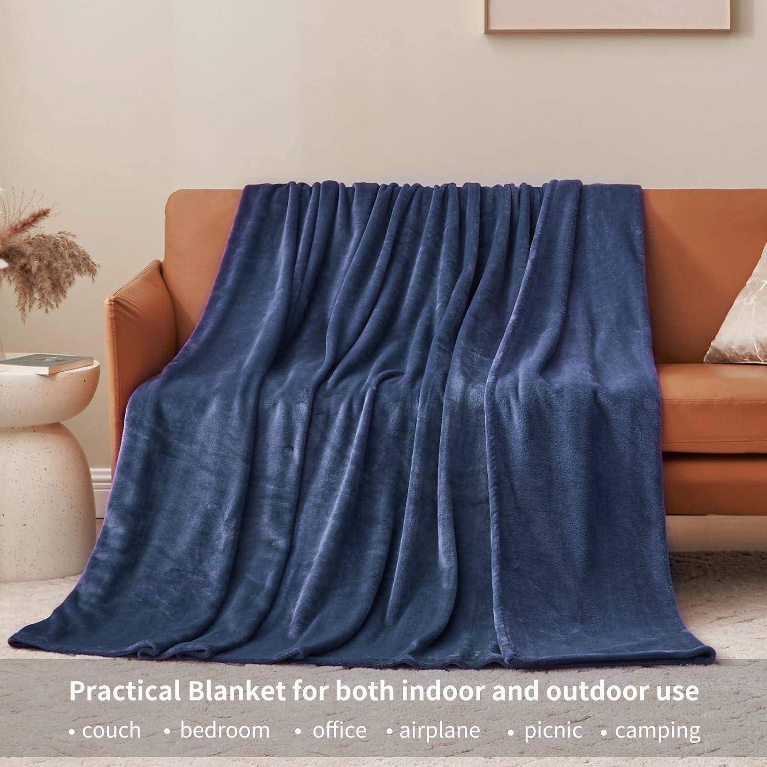 Kuscheldecke Fleecedecke 150x200 XL Sofa Blau 150 x 200 cm Marine Blau