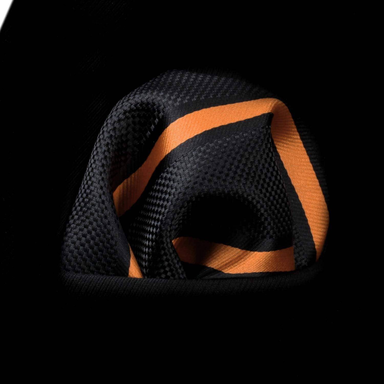 Krawatte Einstecktuch Set Herren gestreift Hochzeit Orange und Schwarz