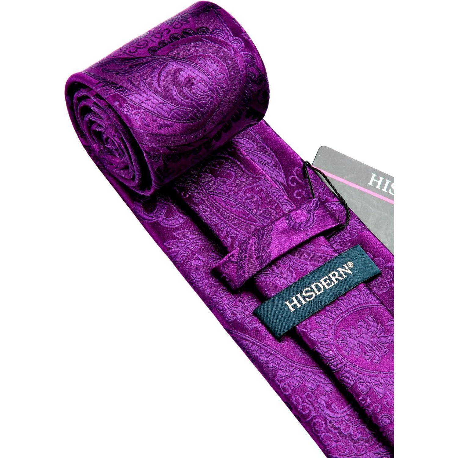 Krawatten Set Herren Hochzeit Einstecktuch Einheitsgröße C-lila-1