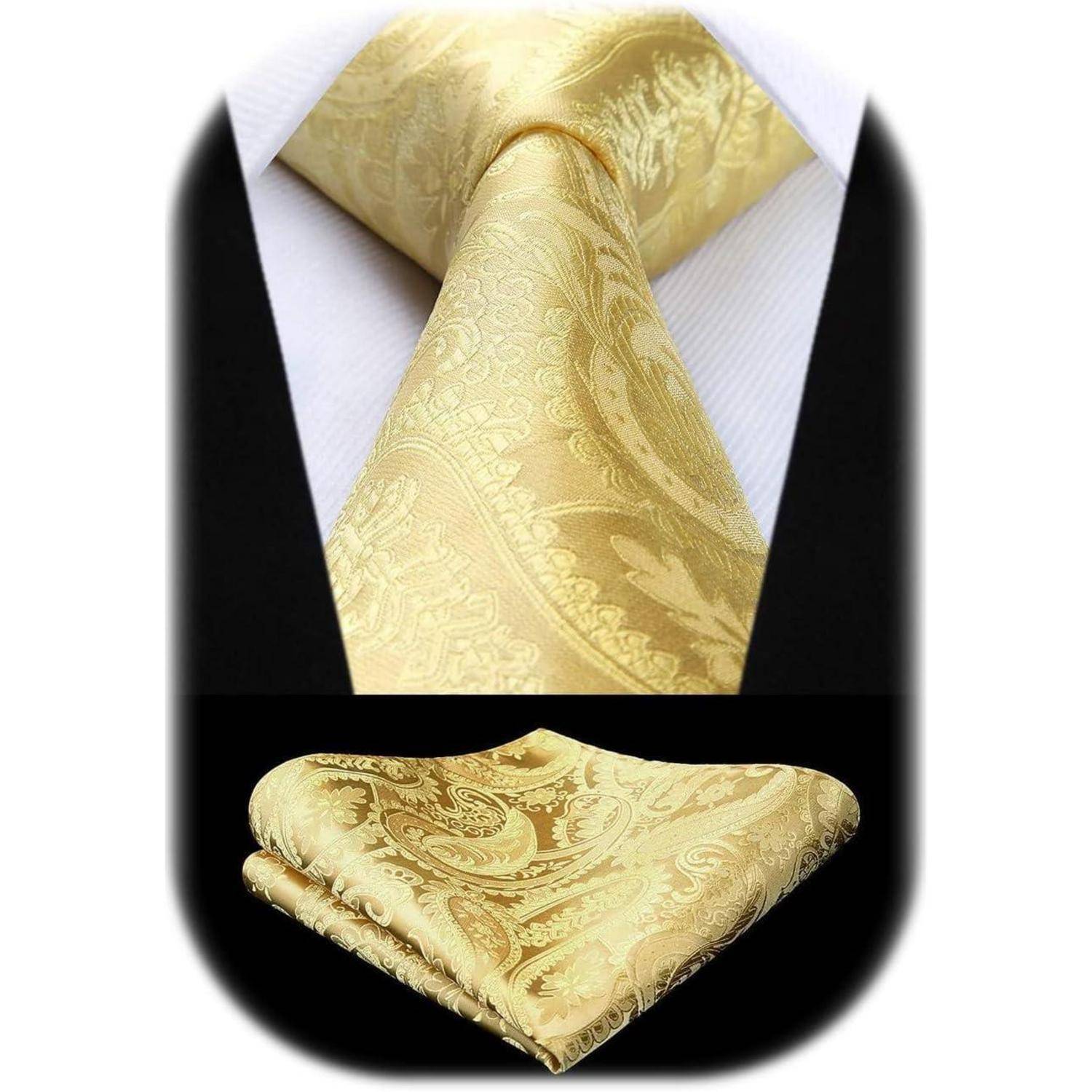 Krawatten Herren Hochzeit Einstecktuch Paisley Einheitsgröße G-gold-4