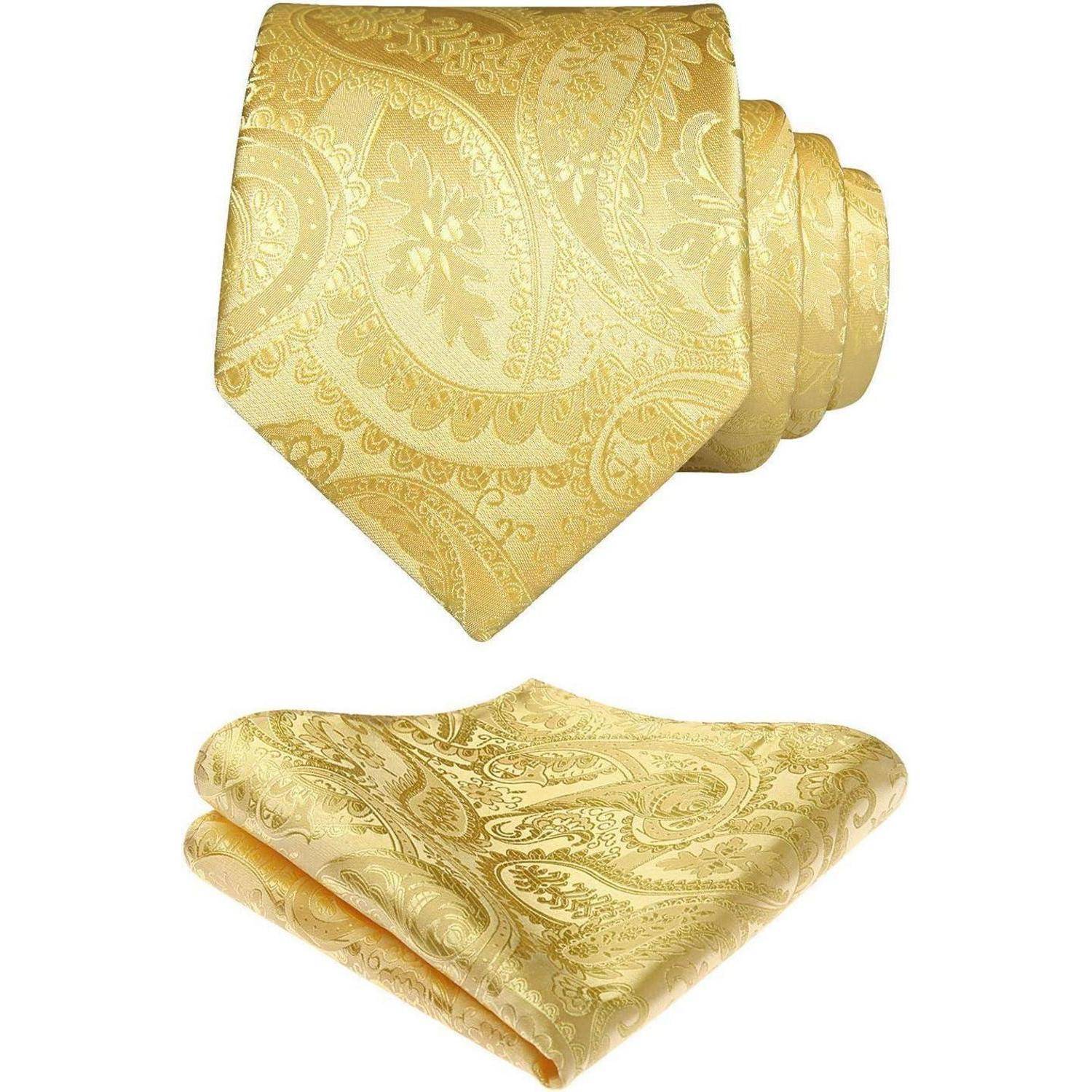 Krawatten Herren Hochzeit Einstecktuch Paisley Einheitsgröße G-gold-4