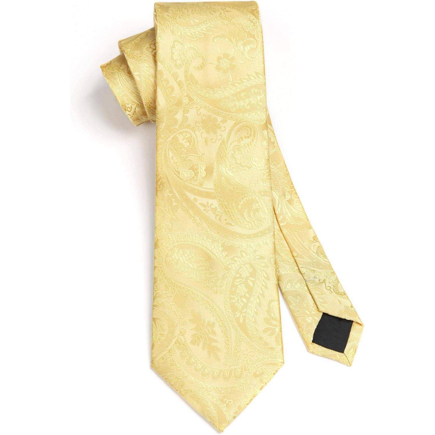 Krawatten Herren Hochzeit Einstecktuch Paisley Einheitsgröße G-gold-4