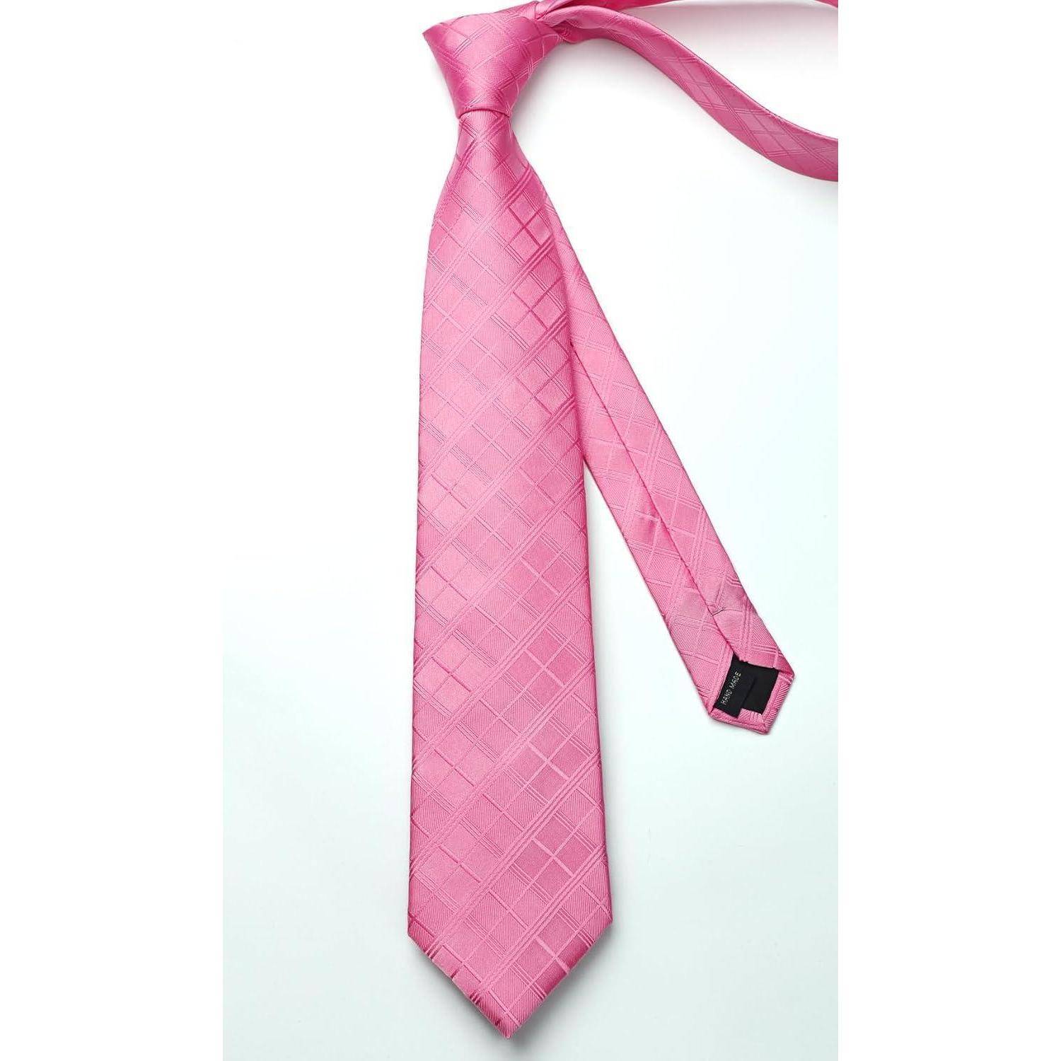 Krawatte Herren Einstecktuch Set Hochzeit Anzug Streifen Rosa