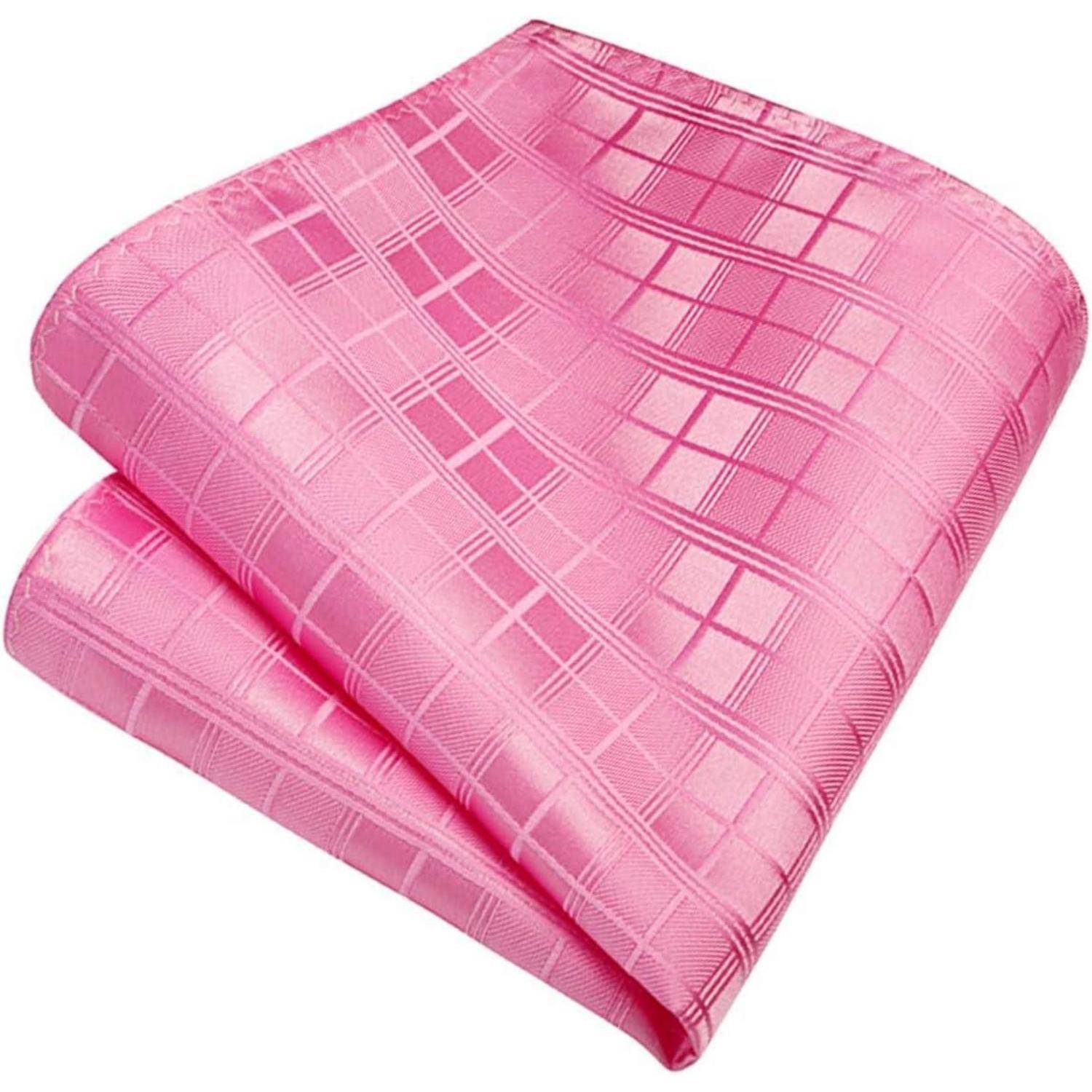 Krawatte Herren Einstecktuch Set Hochzeit Anzug Streifen Rosa