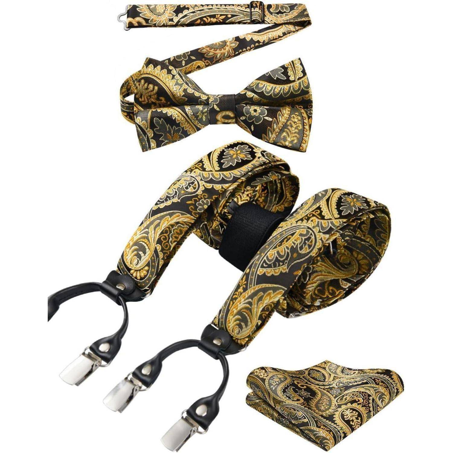 Hosenträger Herren 35mm 6 Clips Y Form Einheitsgröße Gold Paisley
