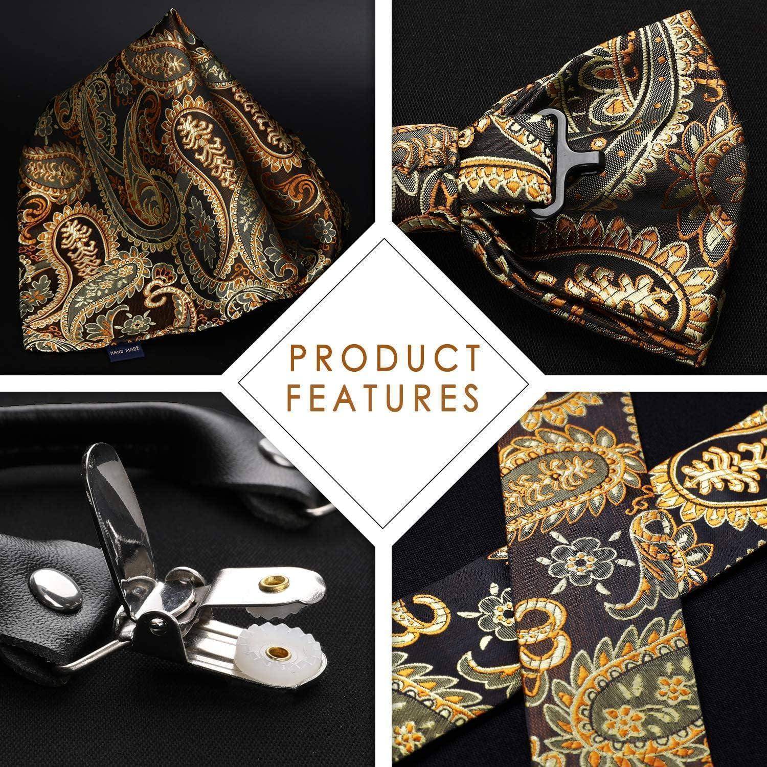 Hosenträger Herren 35mm 6 Clips Y Form Einheitsgröße Gold Paisley