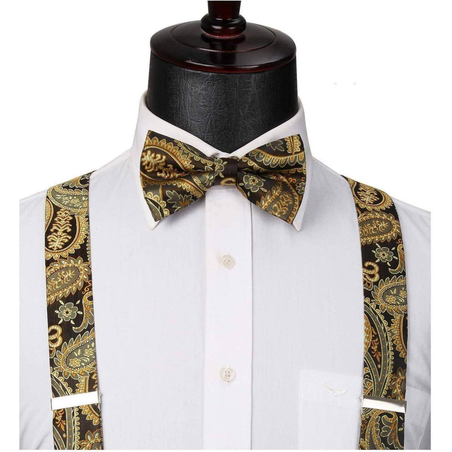 Hosenträger Herren 35mm 6 Clips Y Form Einheitsgröße Gold Paisley