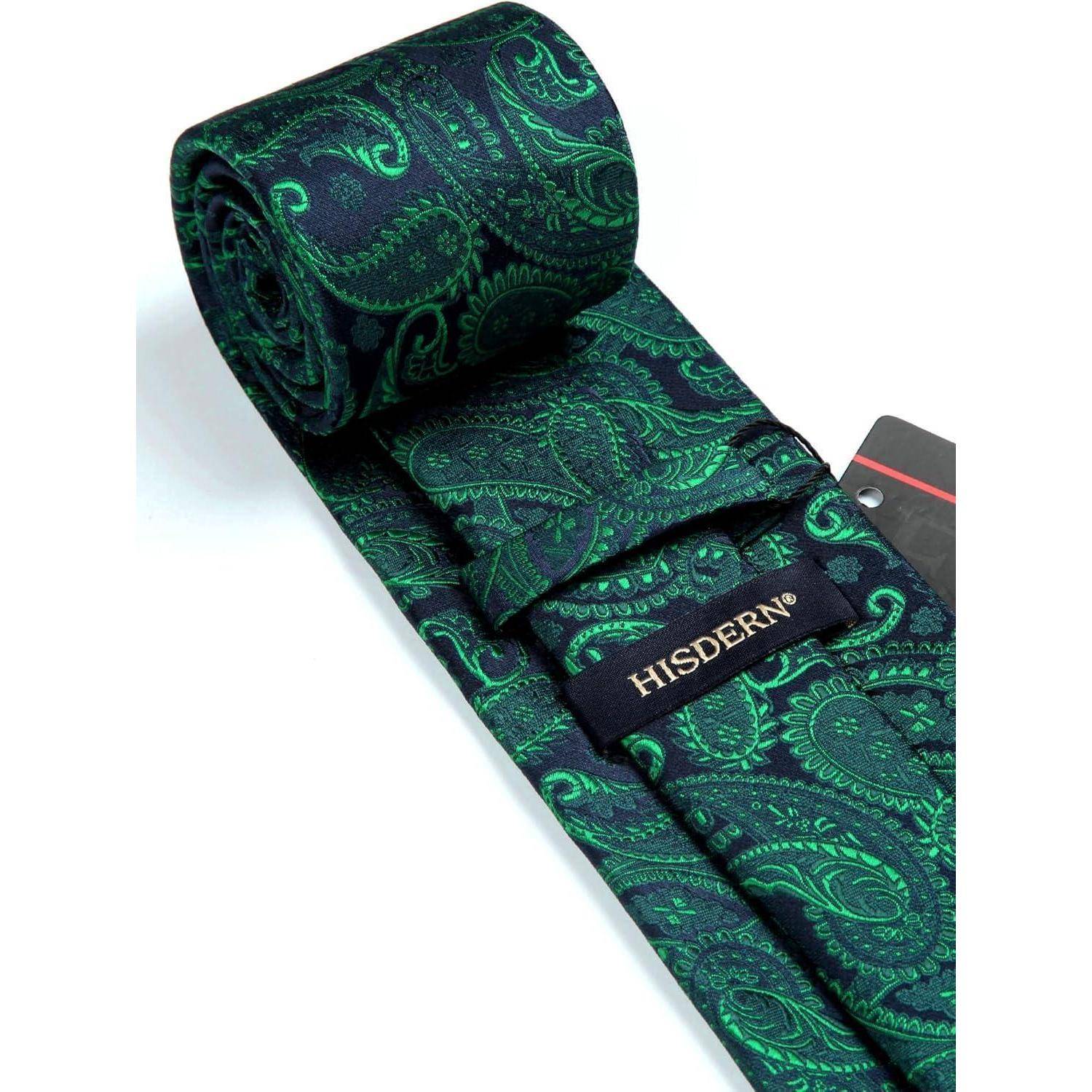 Krawatte Herren Einstecktuch Paisley Hochzeit Set Grün