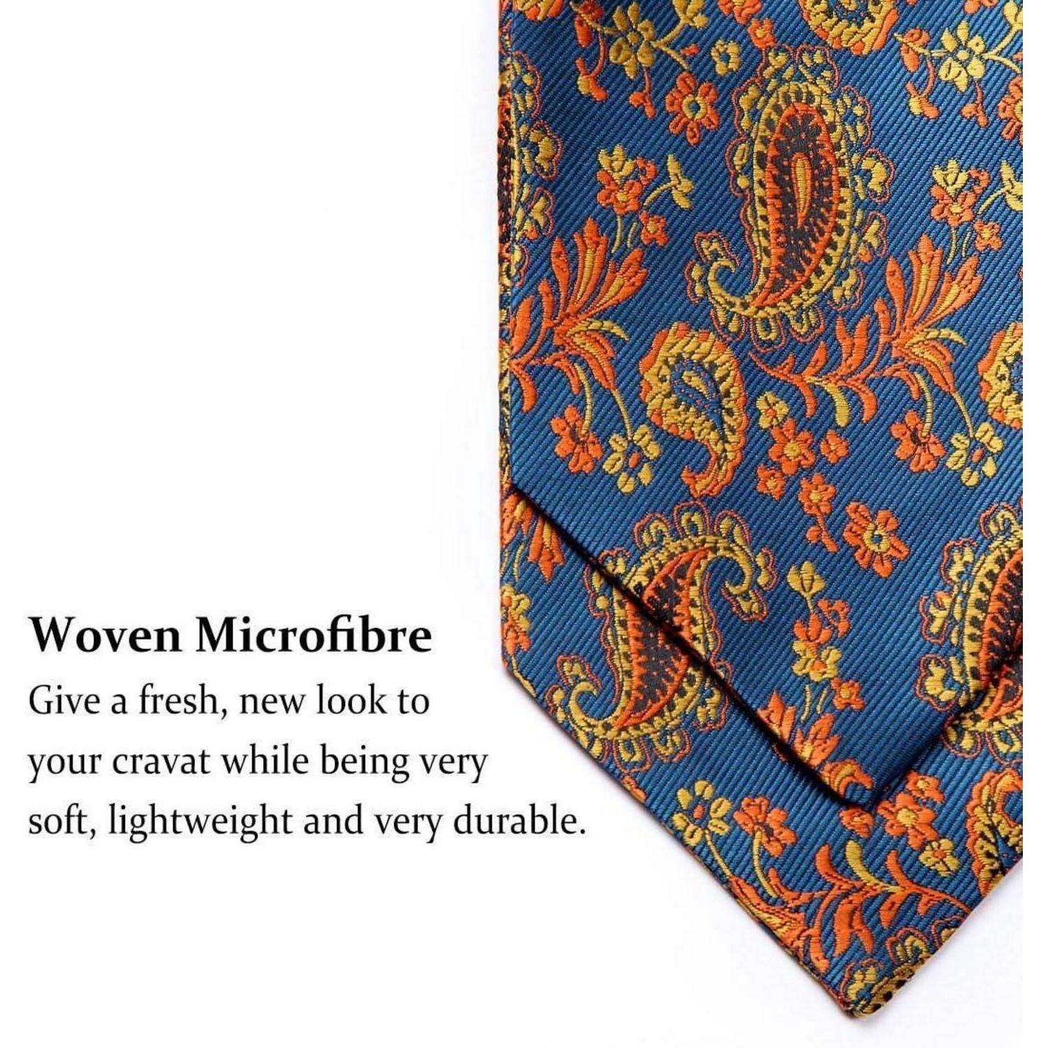 Krawattenschal Ascot Einstecktuch Herren Blau Orange Einheitsgröße