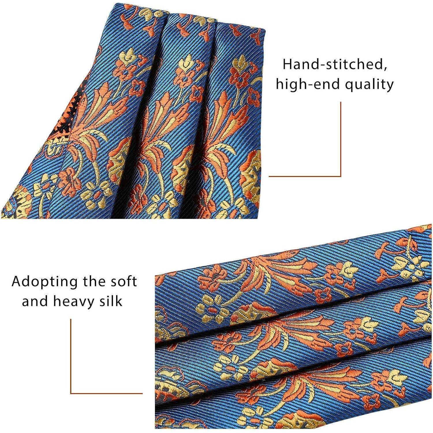 Krawattenschal Ascot Einstecktuch Herren Blau Orange Einheitsgröße