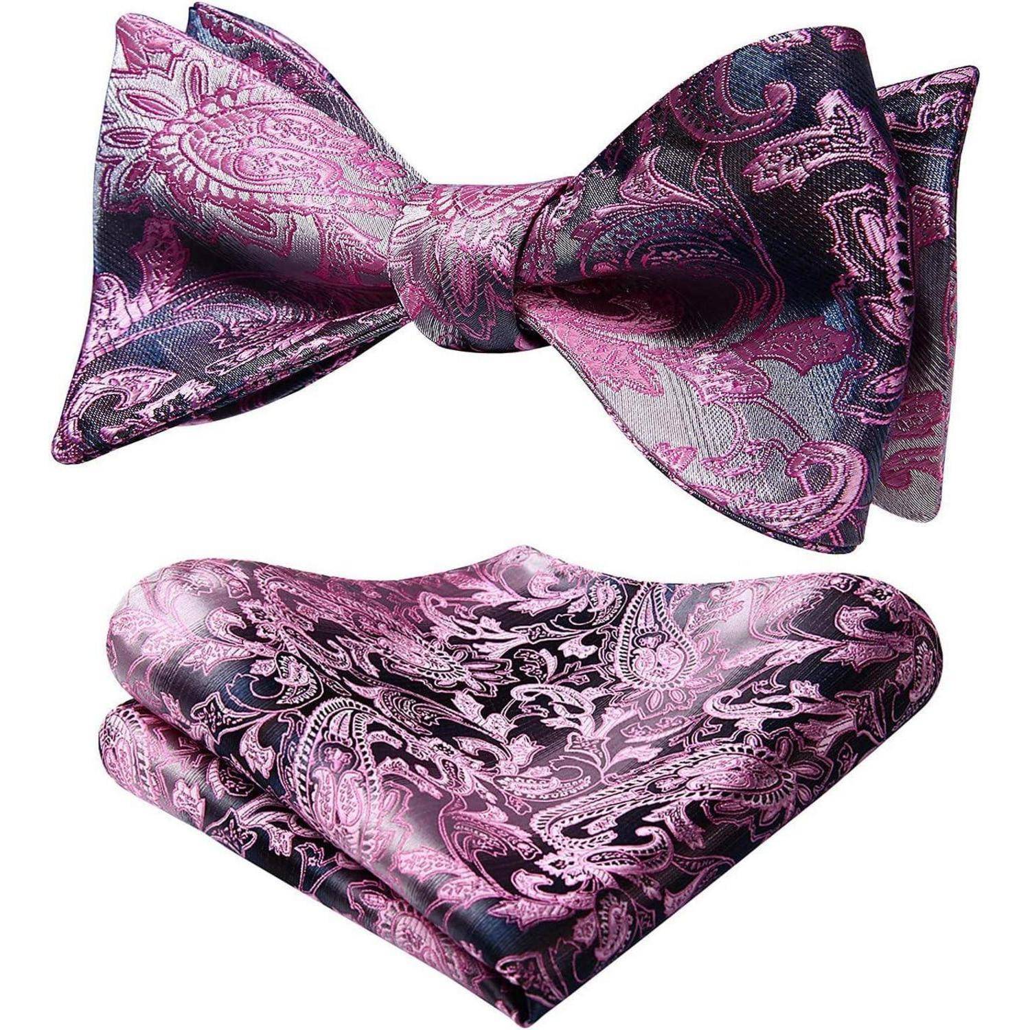 Einstecktuch Paisleymuster Jacquard Herren Selbstbinden Pink Grau
