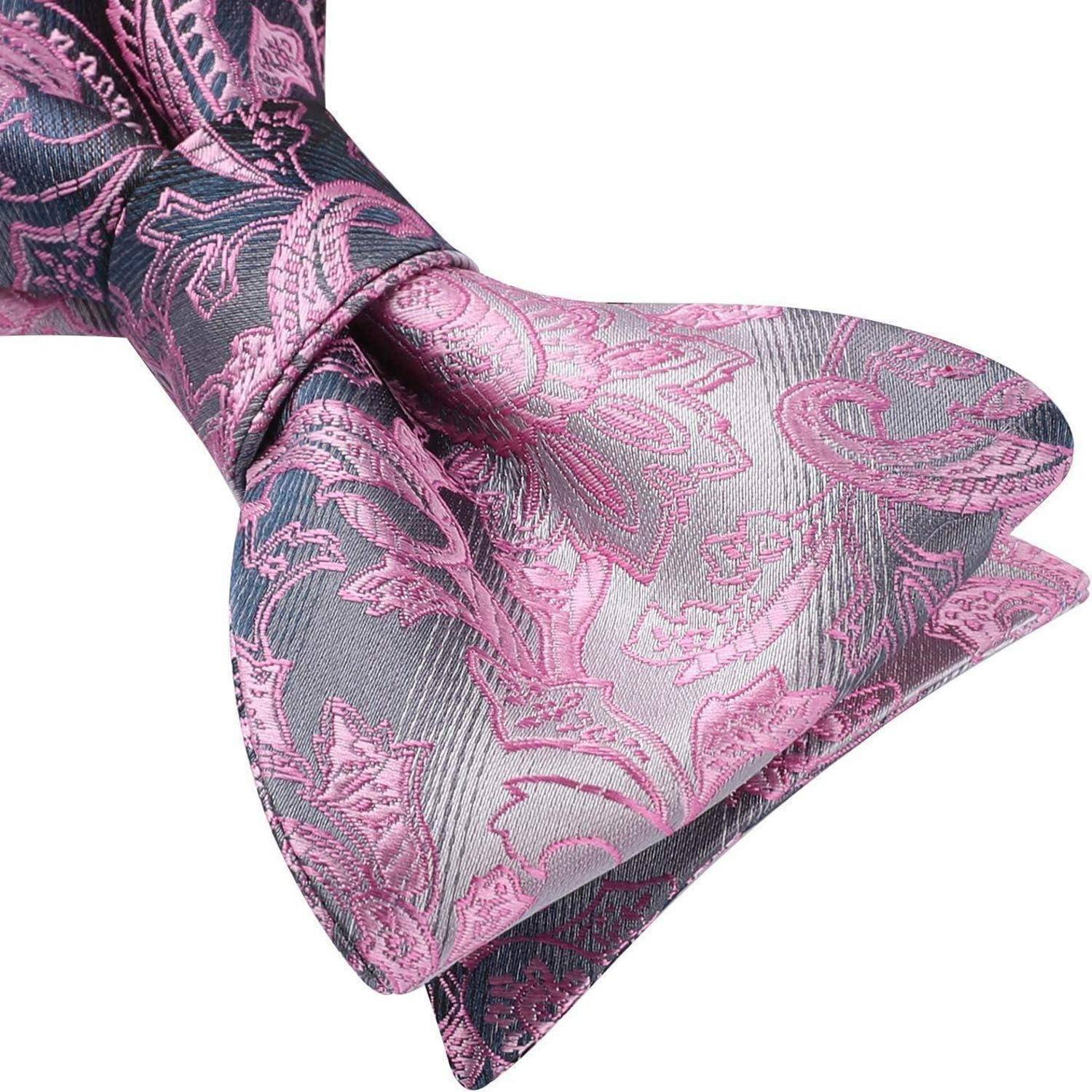 Einstecktuch Paisleymuster Jacquard Herren Selbstbinden Pink Grau