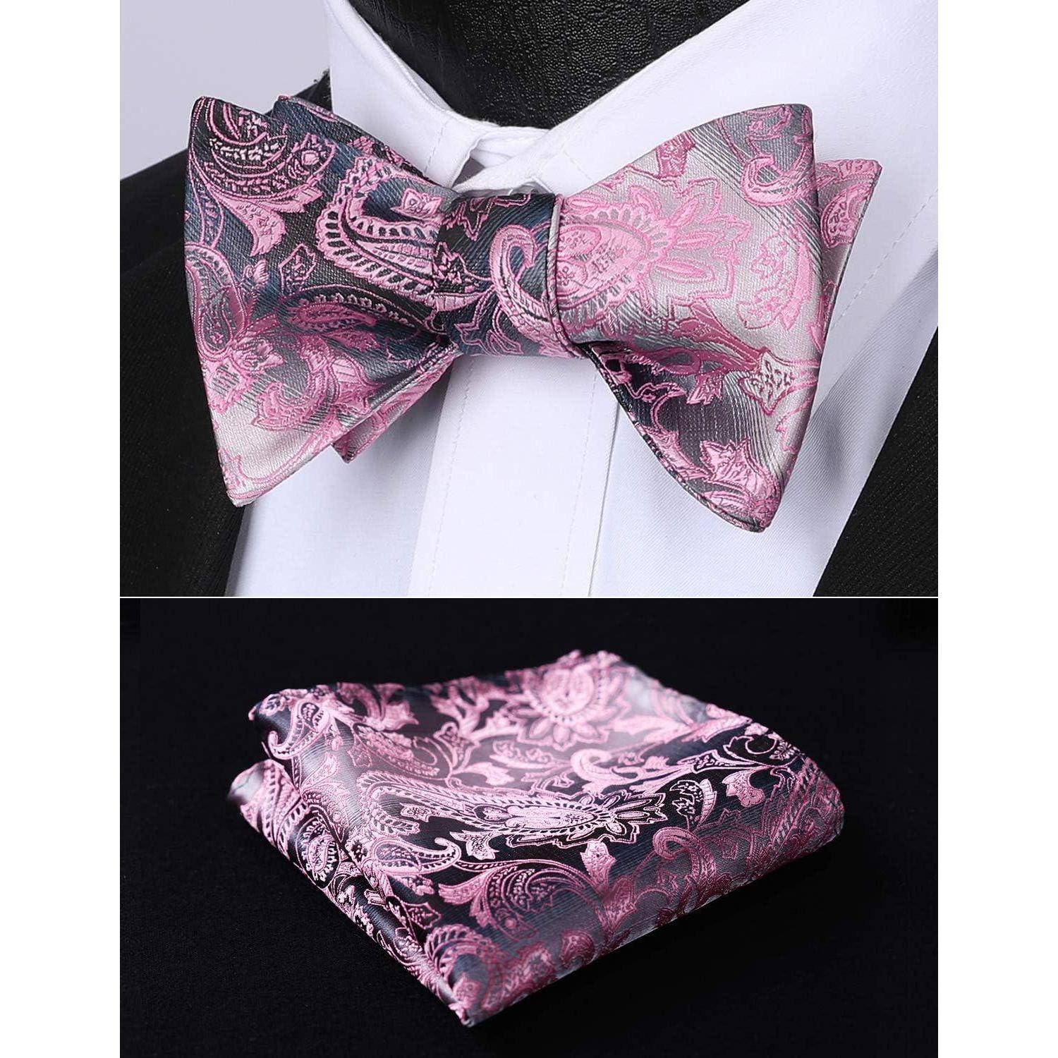 Einstecktuch Paisleymuster Jacquard Herren Selbstbinden Pink Grau