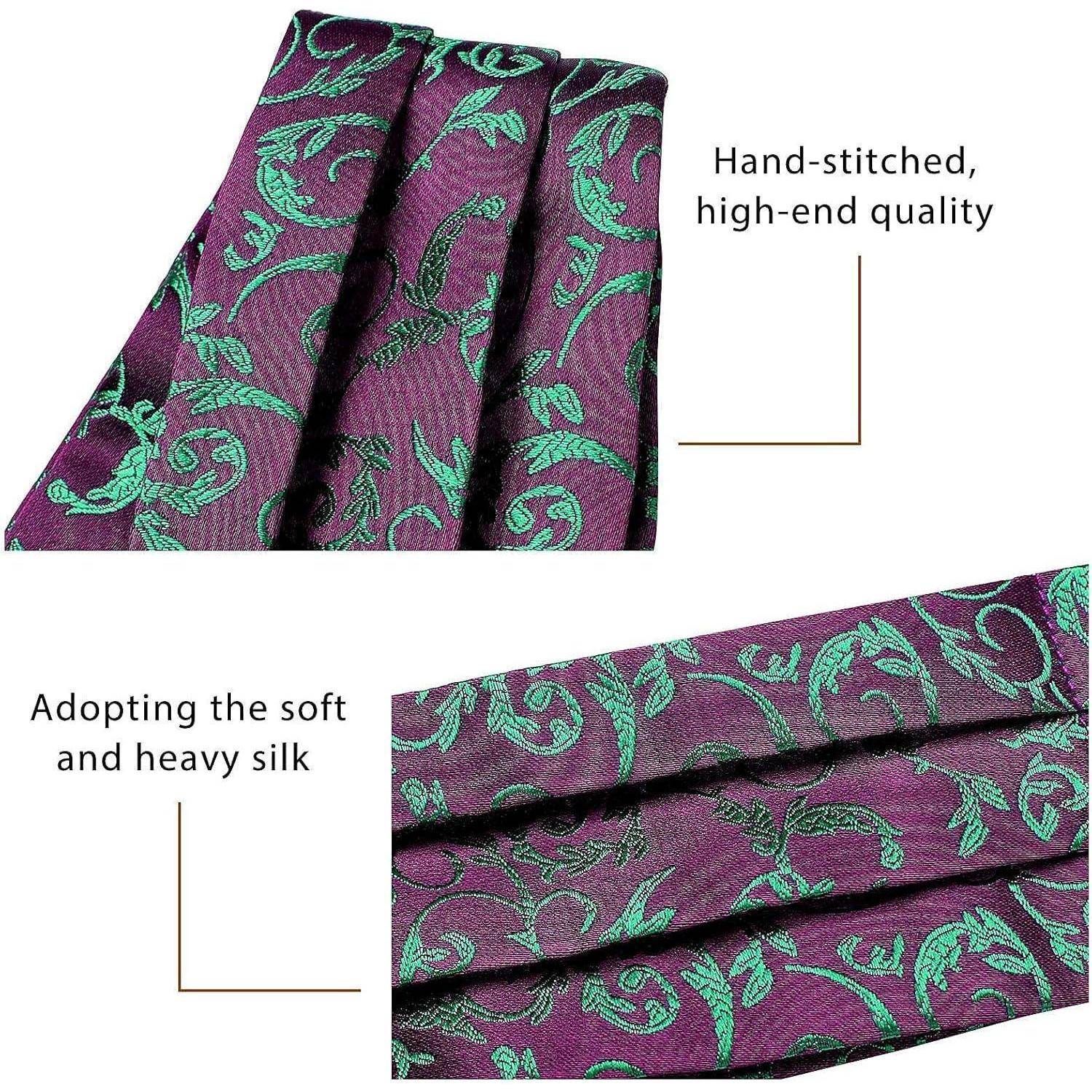 Krawattenschal Herren Paisley Floral Ascot Grün Lila Einheitsgröße