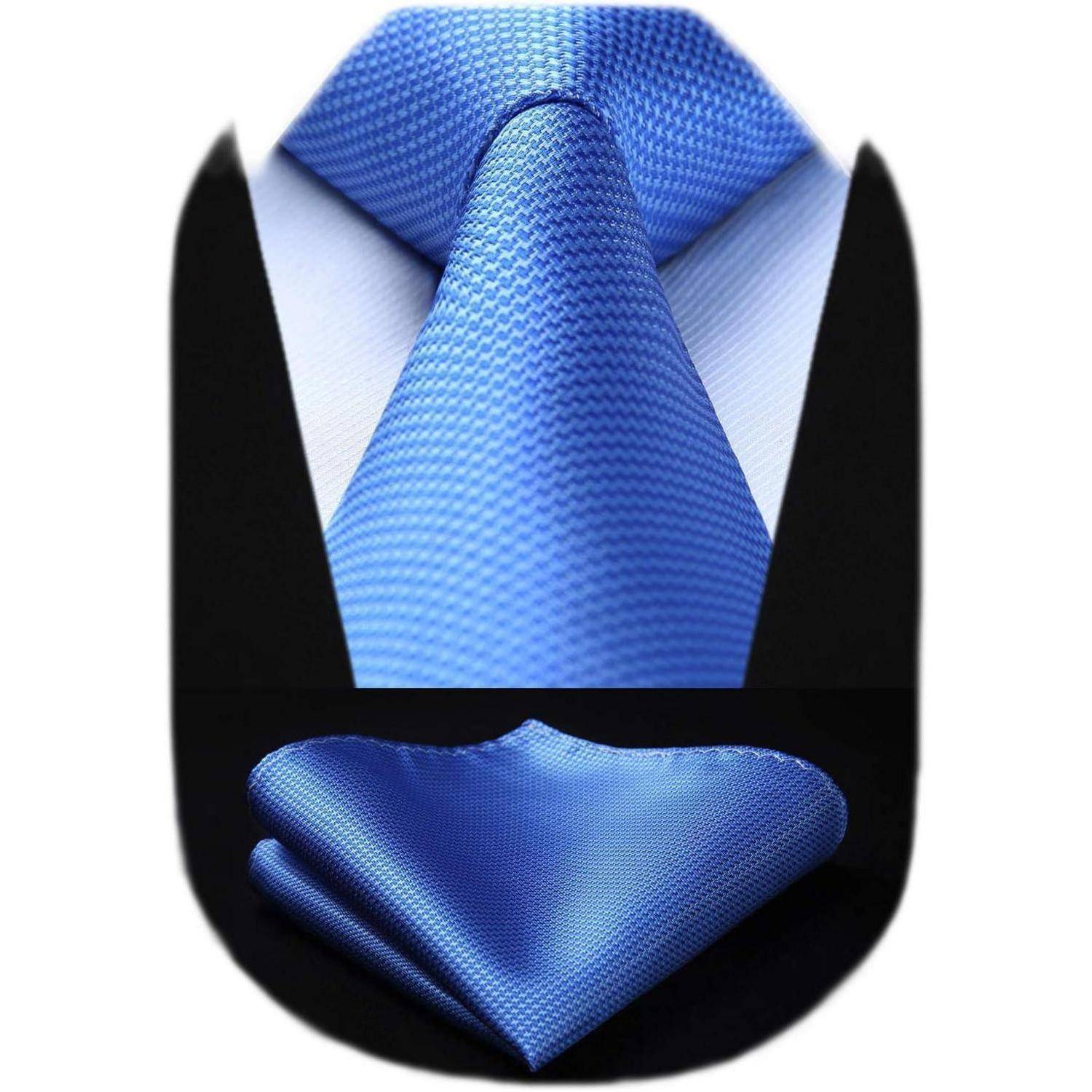 Krawatte Set Einstecktuch Herren Hochzeit Hahnentritt Blau