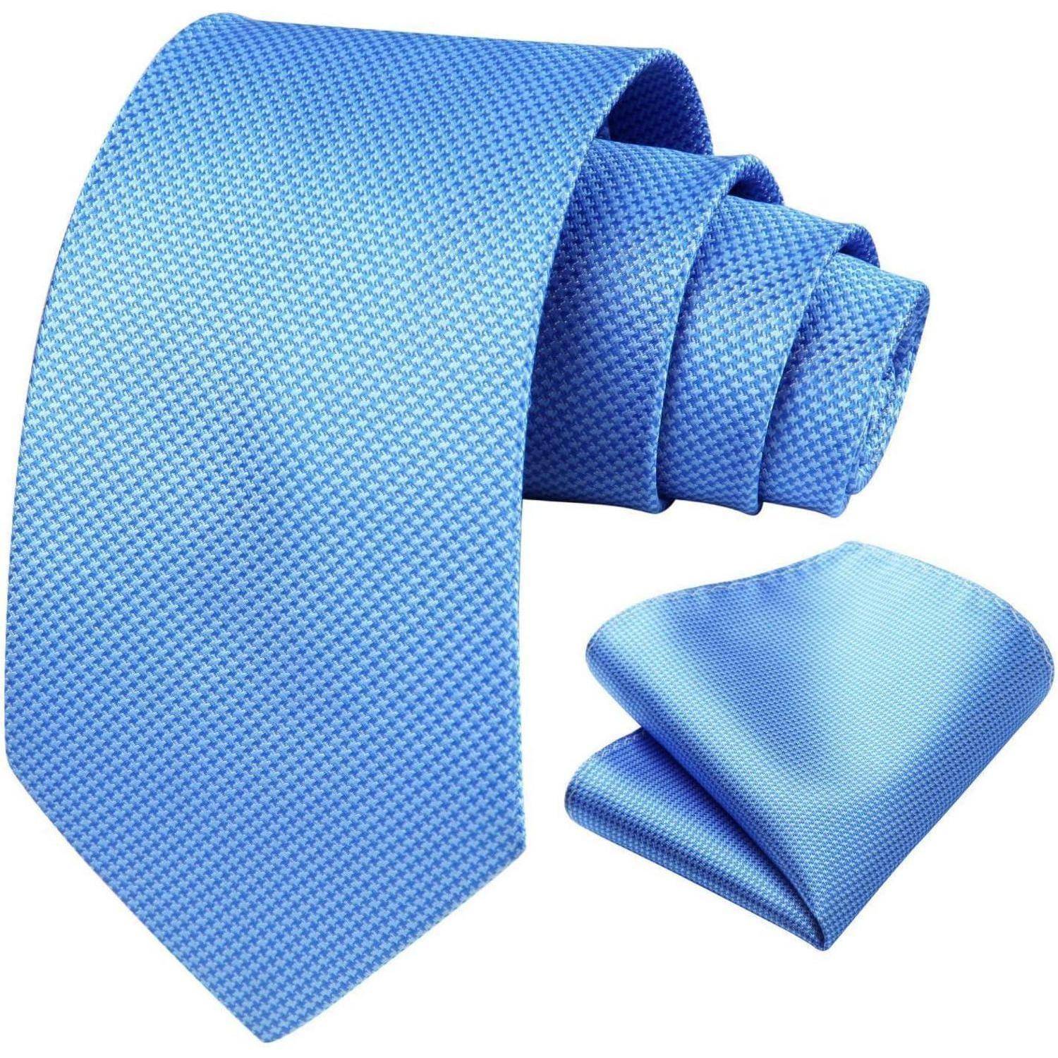 Krawatte Set Einstecktuch Herren Hochzeit Hahnentritt Blau