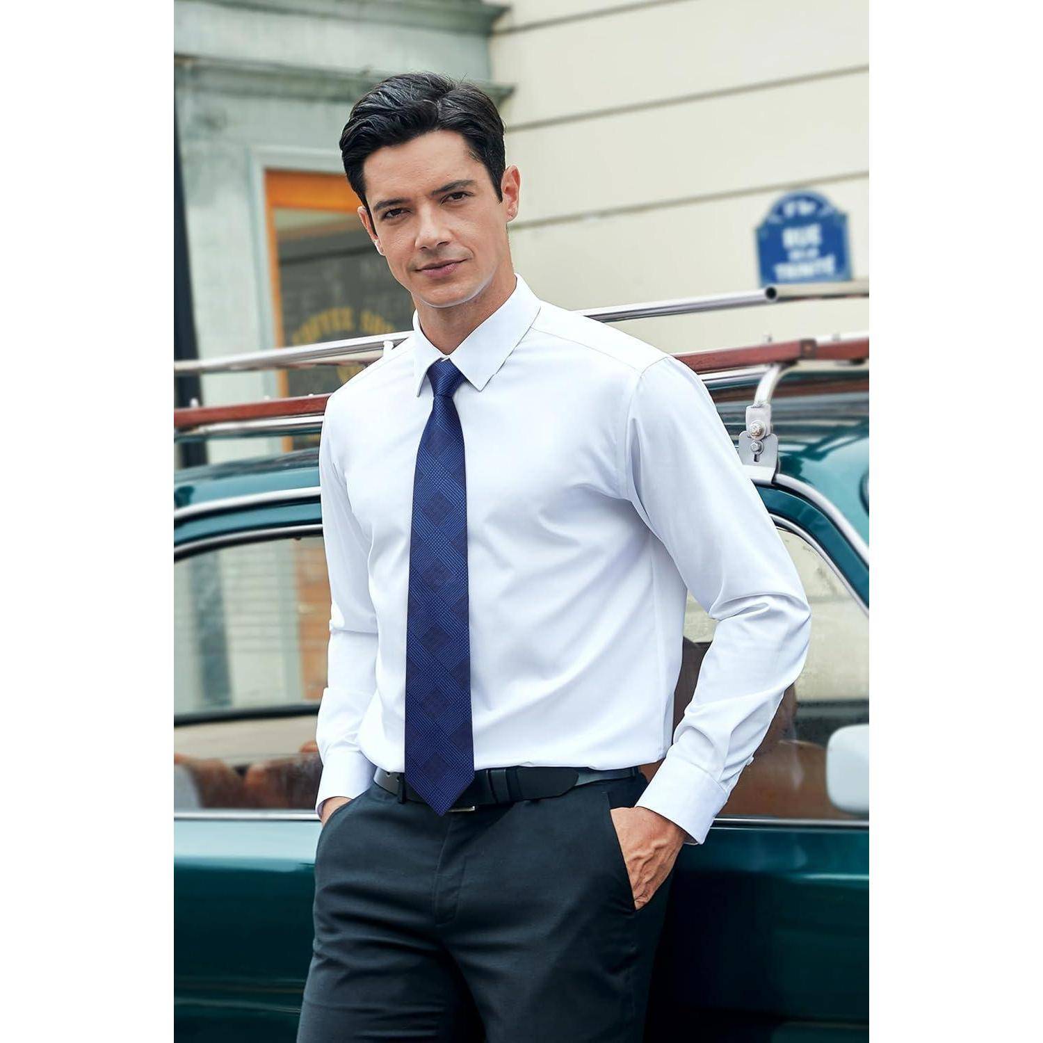 Krawatte Herren Hochzeit Einstecktuch Hahnentritt Set Blau Marineblau