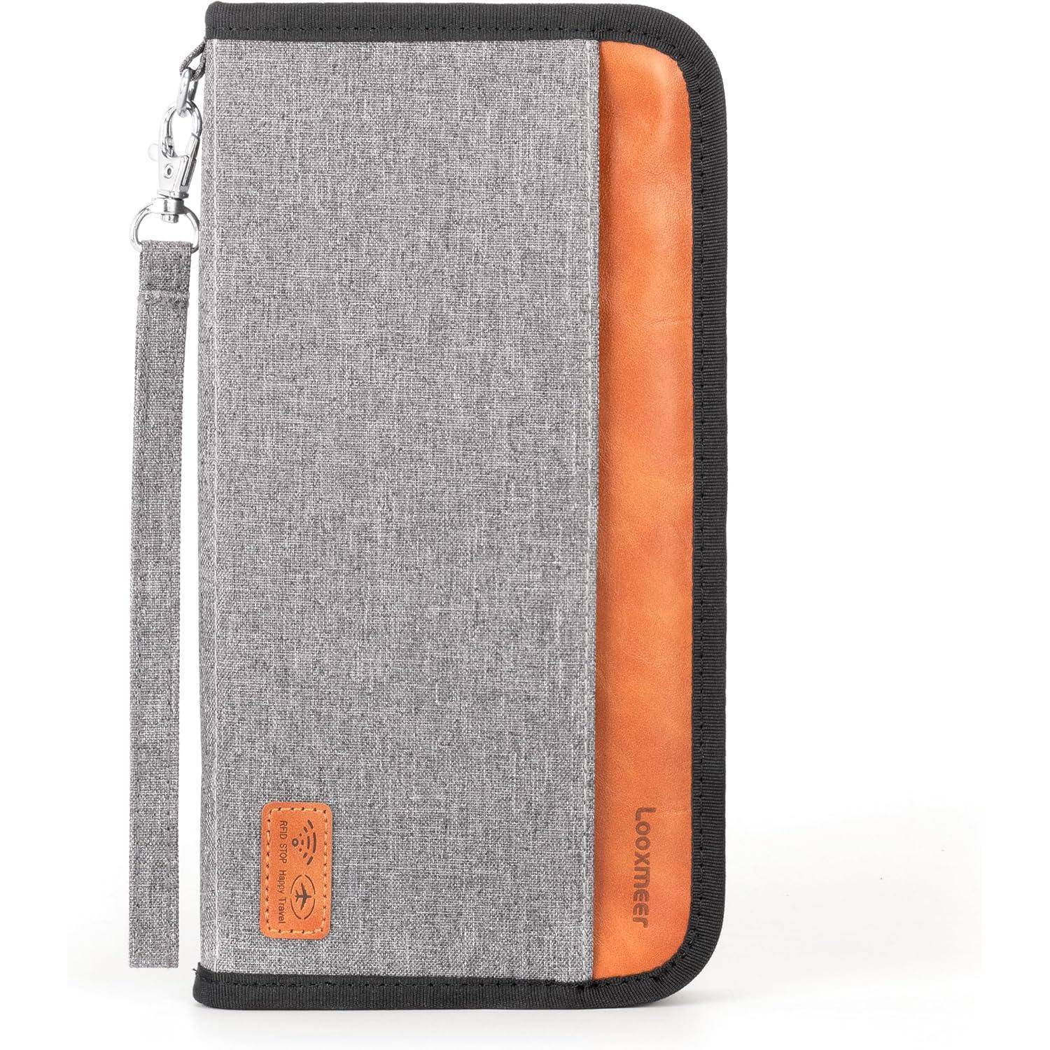 Reisepasshülle RFID Blocker Reiseorganizer Ausweistasche Grau+braun