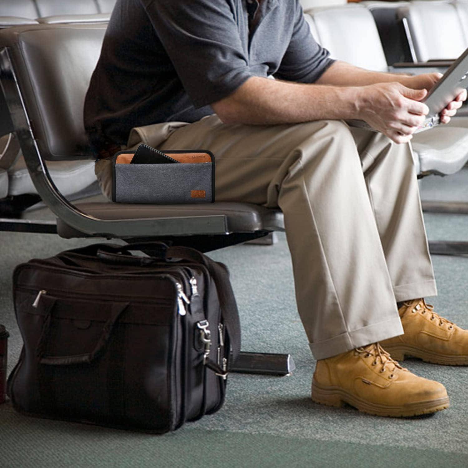Reisepasshülle RFID Blocker Reiseorganizer Ausweistasche Grau+braun