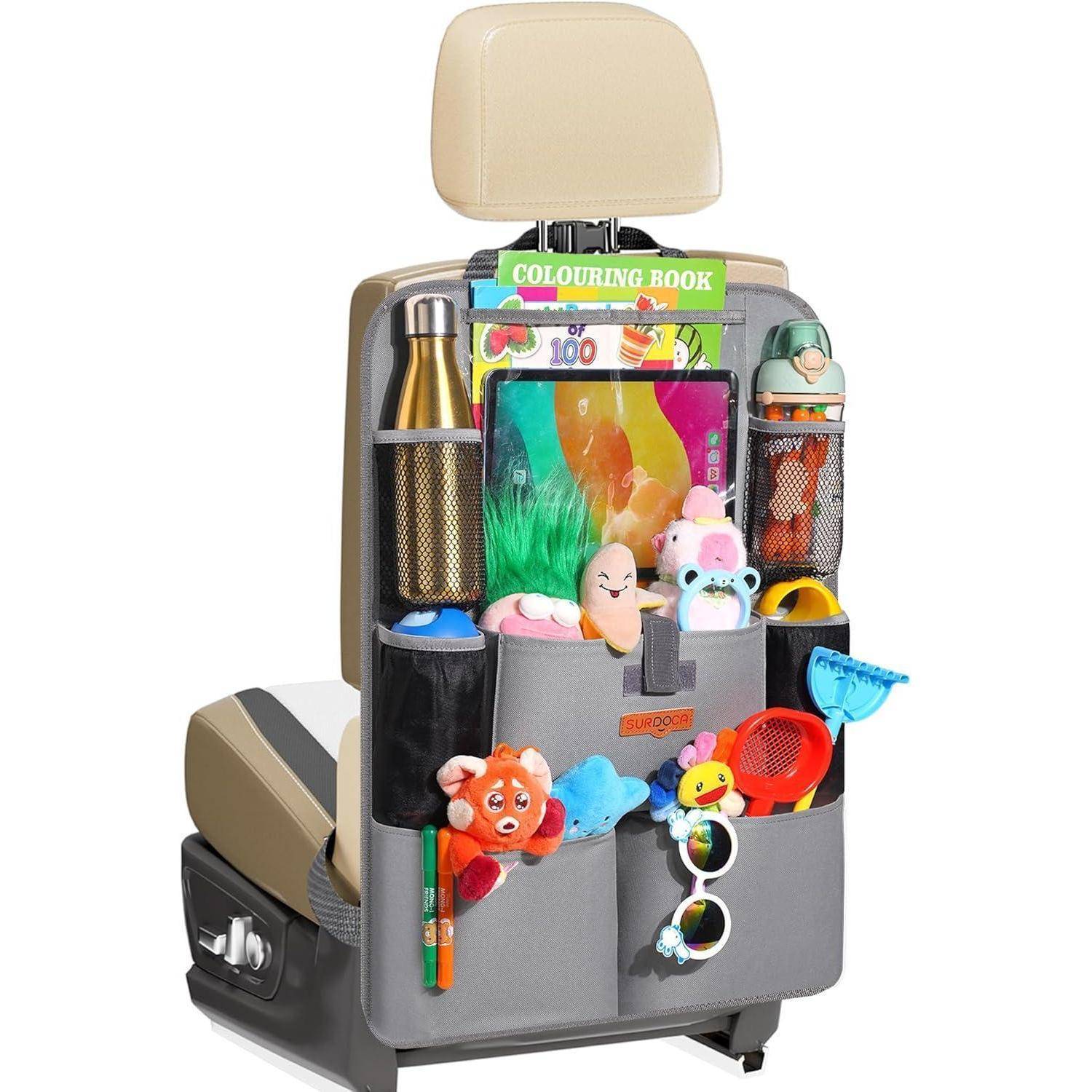 Autositz Organizer Rücksitzschutz 11Zoll Tablet 8 Taschen 1 Grau
