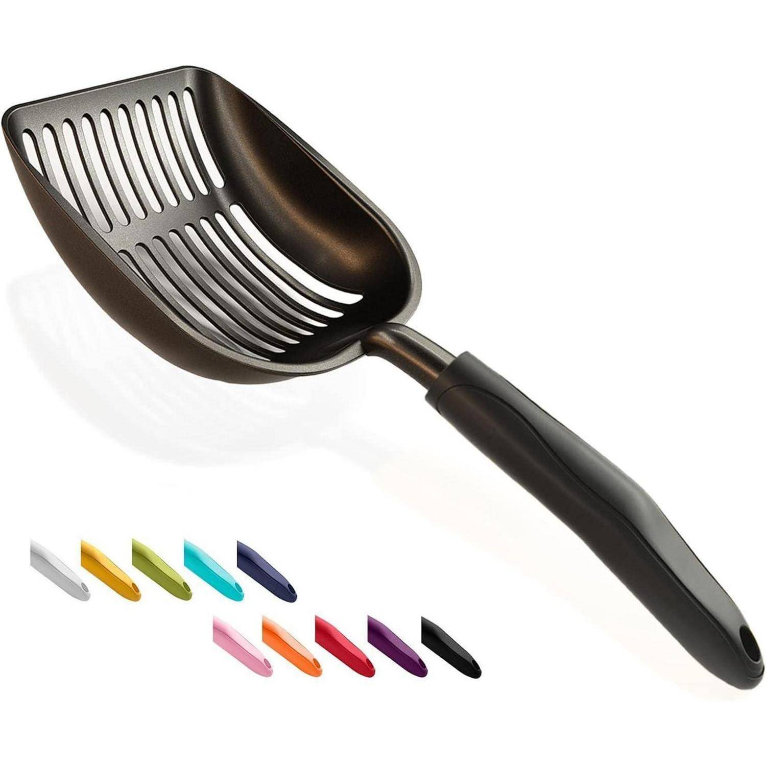Katzenstreuschaufel Siebschaufel Aluminium Griff Groß #06 Schwarz