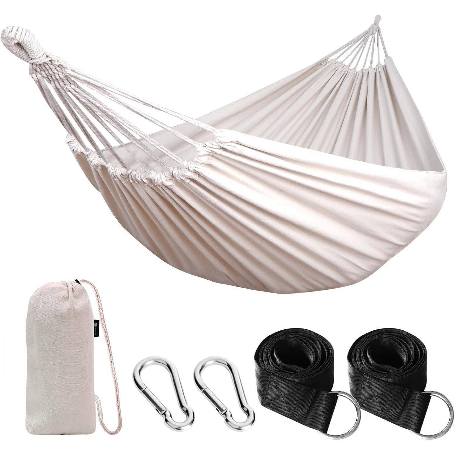Hängematte Outdoor Baumwolle Baumgurte Reisetasche Camping Beige