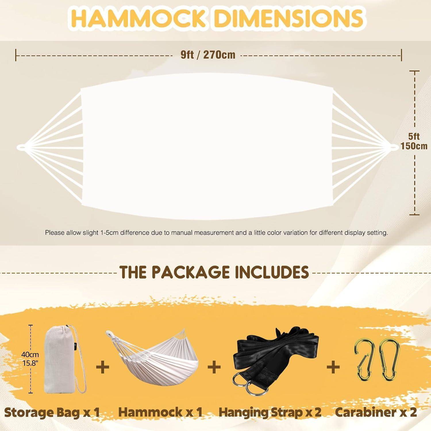 Hängematte Outdoor Baumwolle Baumgurte Reisetasche Camping Beige