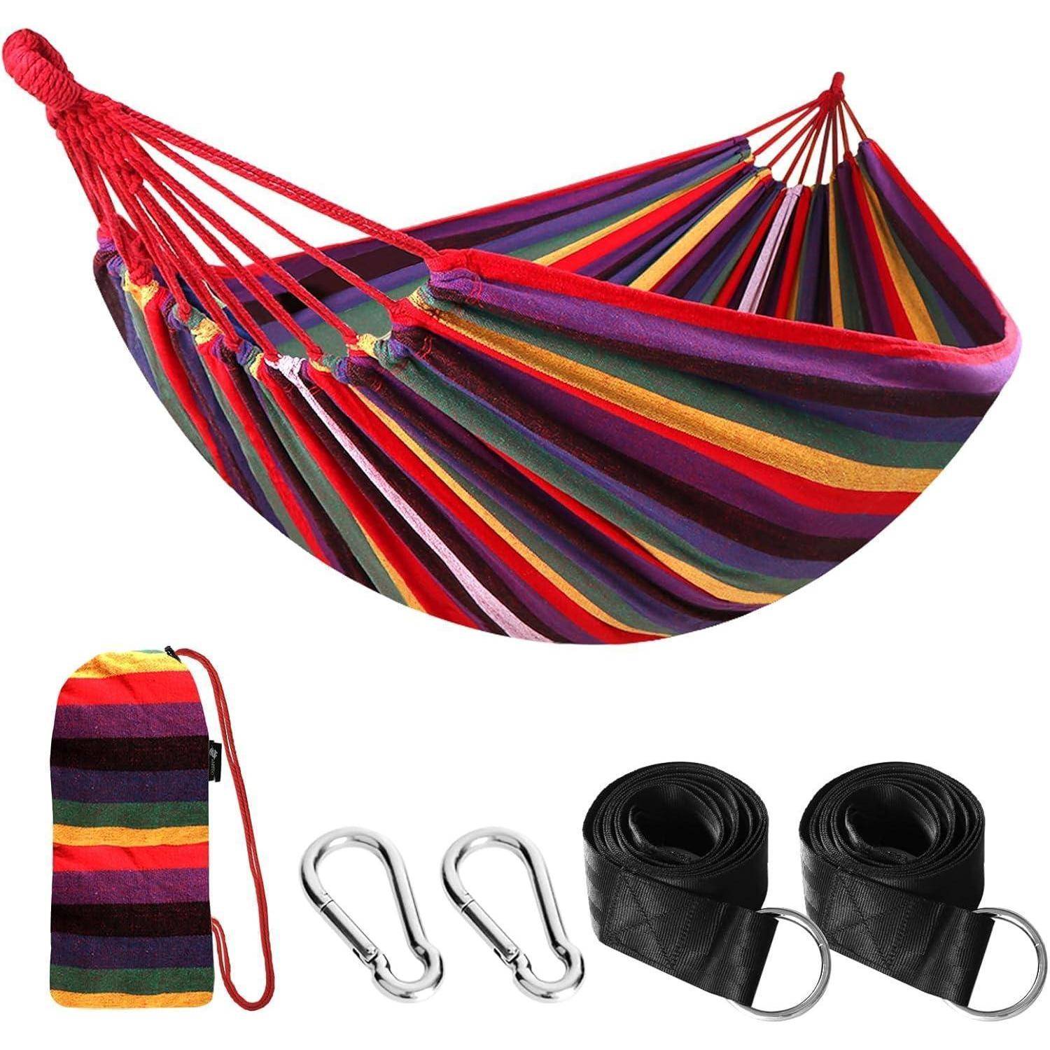Hängematte Baumwolle Outdoor Gurte Reisetasche Garten Regenbogen