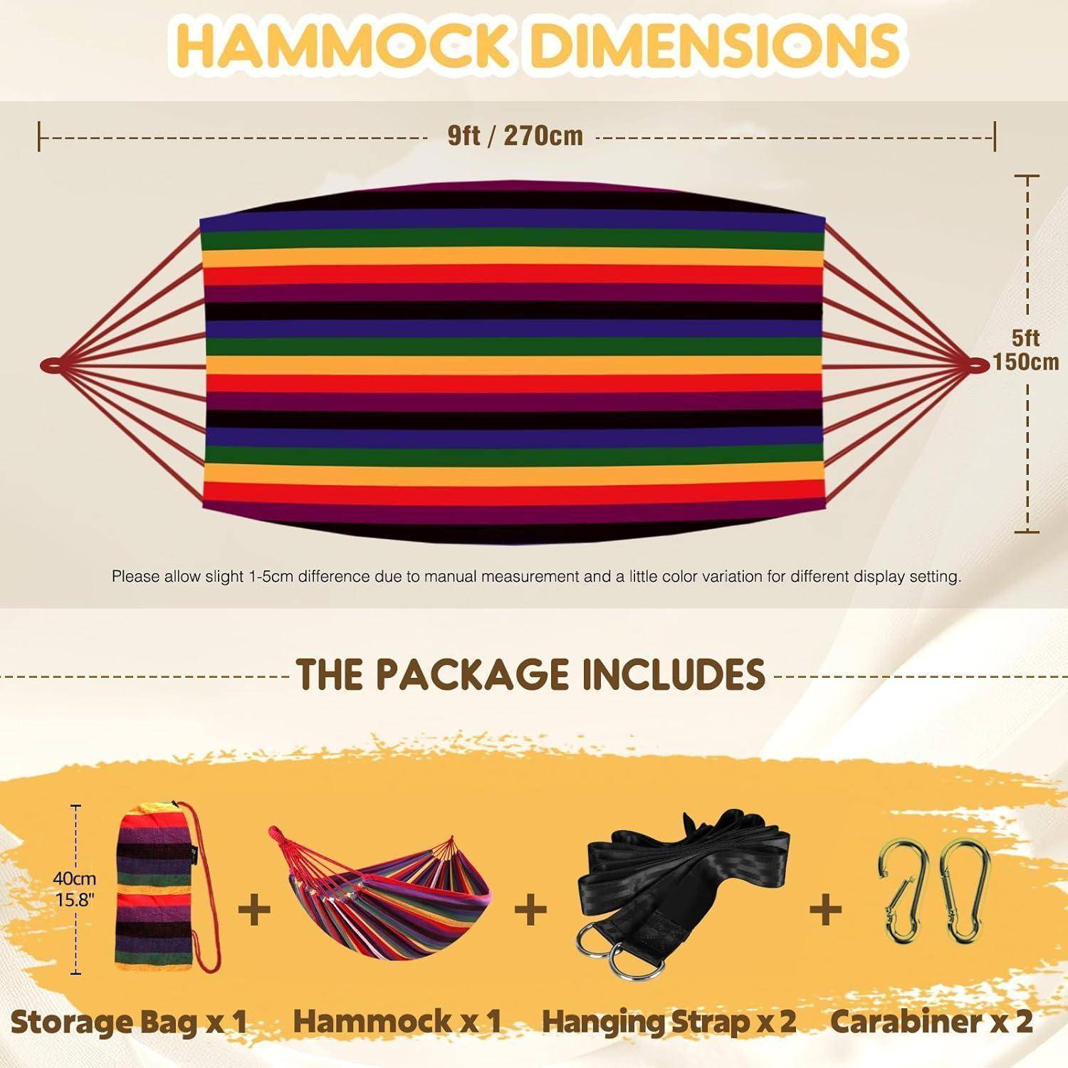 Hängematte Baumwolle Outdoor Gurte Reisetasche Garten Regenbogen