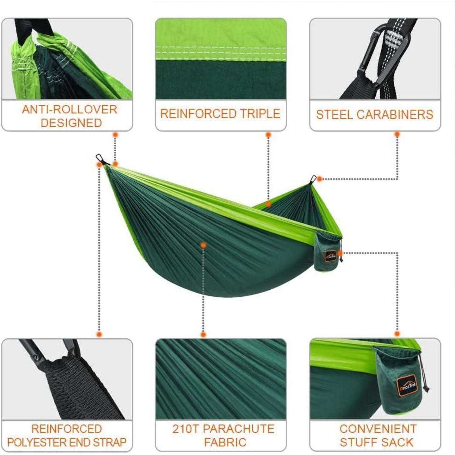 Hängematte Camping Fallschirm Nylon Dunkelgrün&grün 280 x 140 cm