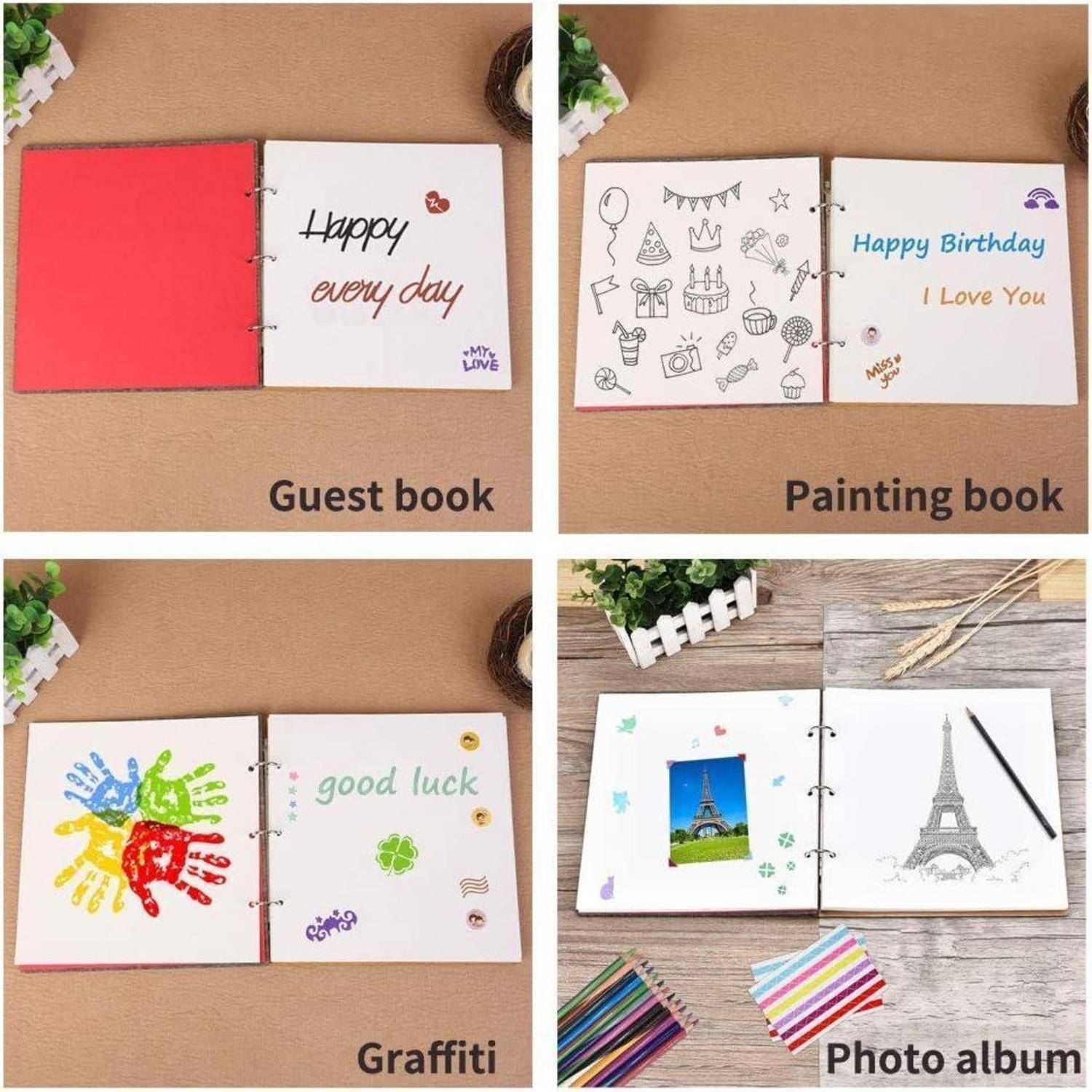 Fotoalbum DIY Hochzeit Gästebuch 80 Seiten Jubiläum Hellblau 26X 26CM