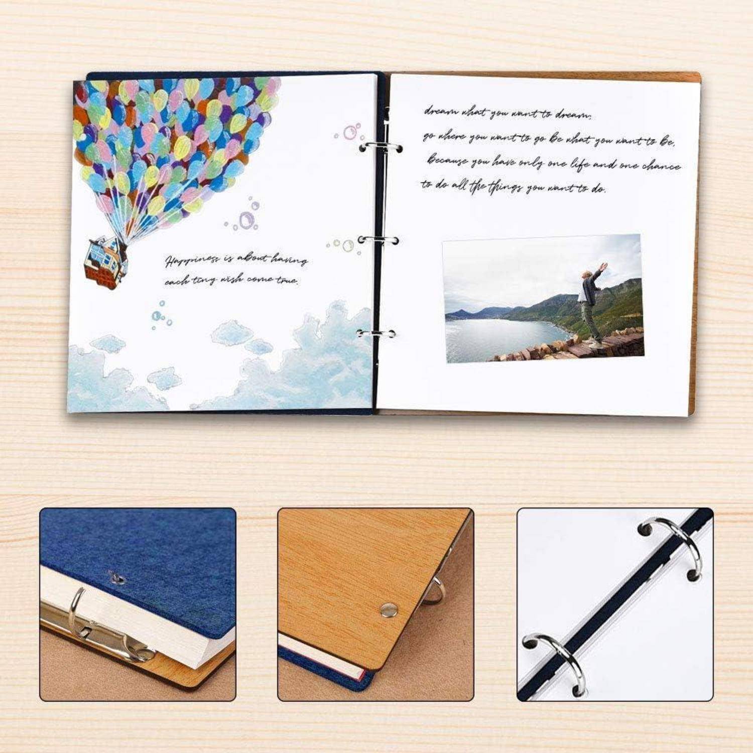 Fotoalbum DIY Hochzeit Gästebuch 80 Seiten Jubiläum Hellblau 26X 26CM
