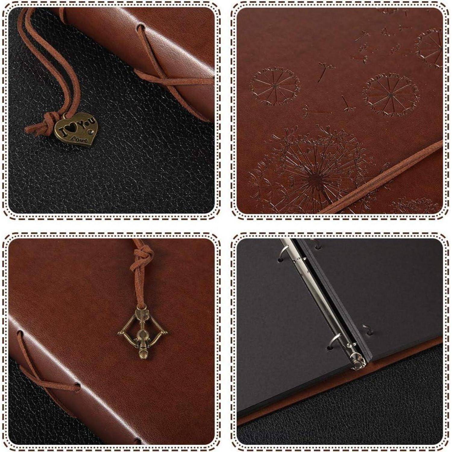 Fotoalbum Leder Scrapbook Hochzeit Groß(27,5x20,5CM) Löwenzahn
