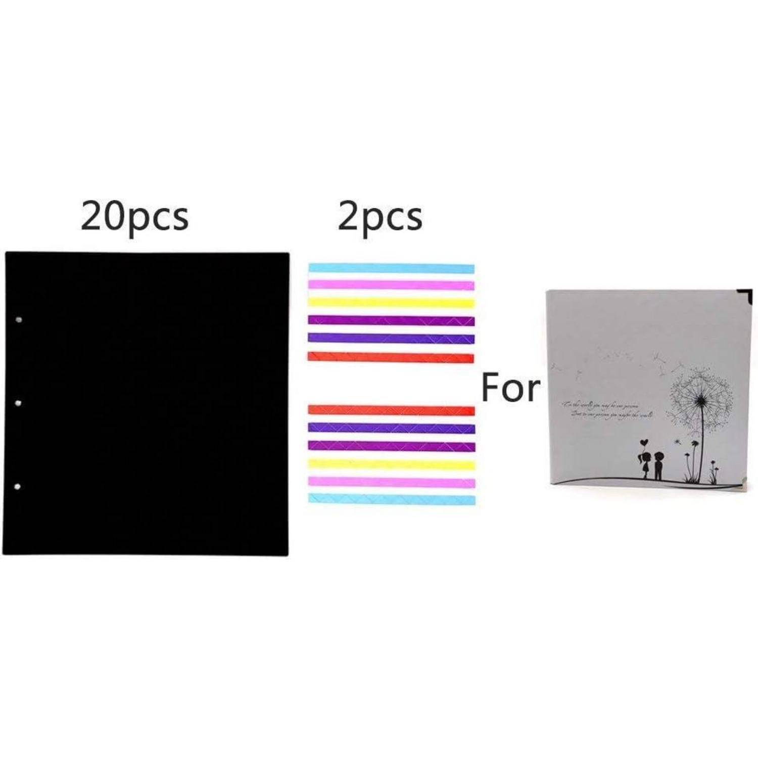 Fotoalbum Seiten Refill Innenseiten Scrapbook 25x23cm 20pcs Schwarz