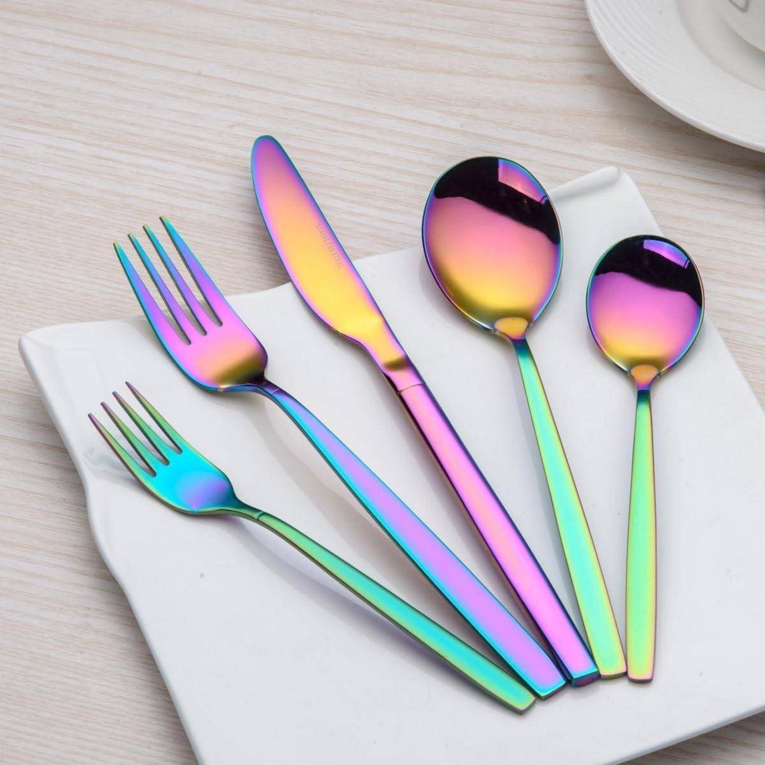 Besteckset Titanium Regenbogen Plated 30 Stück Service 6 04.regenbogen