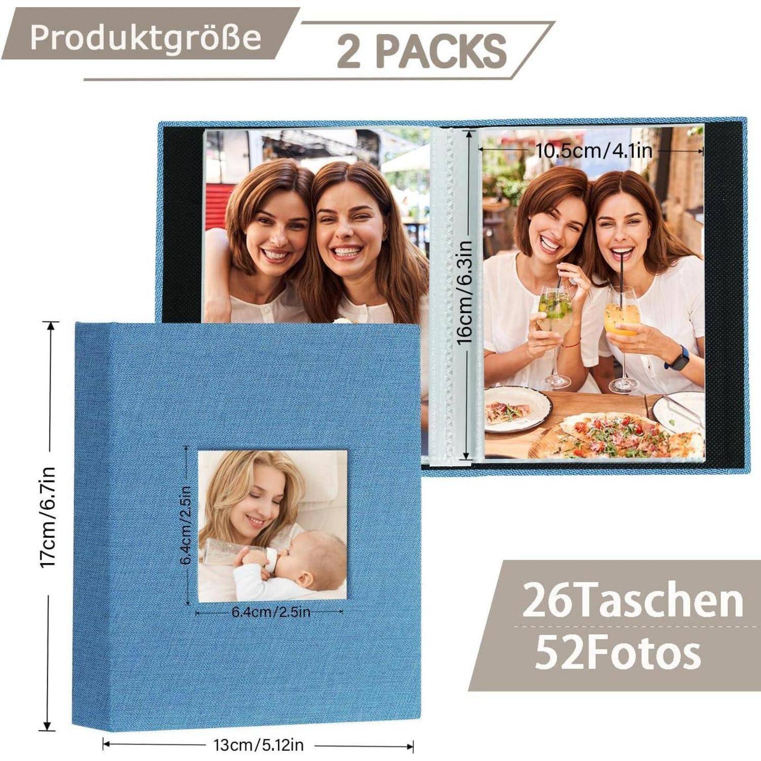 Fotoalbum 10x15 Taschen Top Loading Leinen Mini 2 50 Fotos 2PK Teal