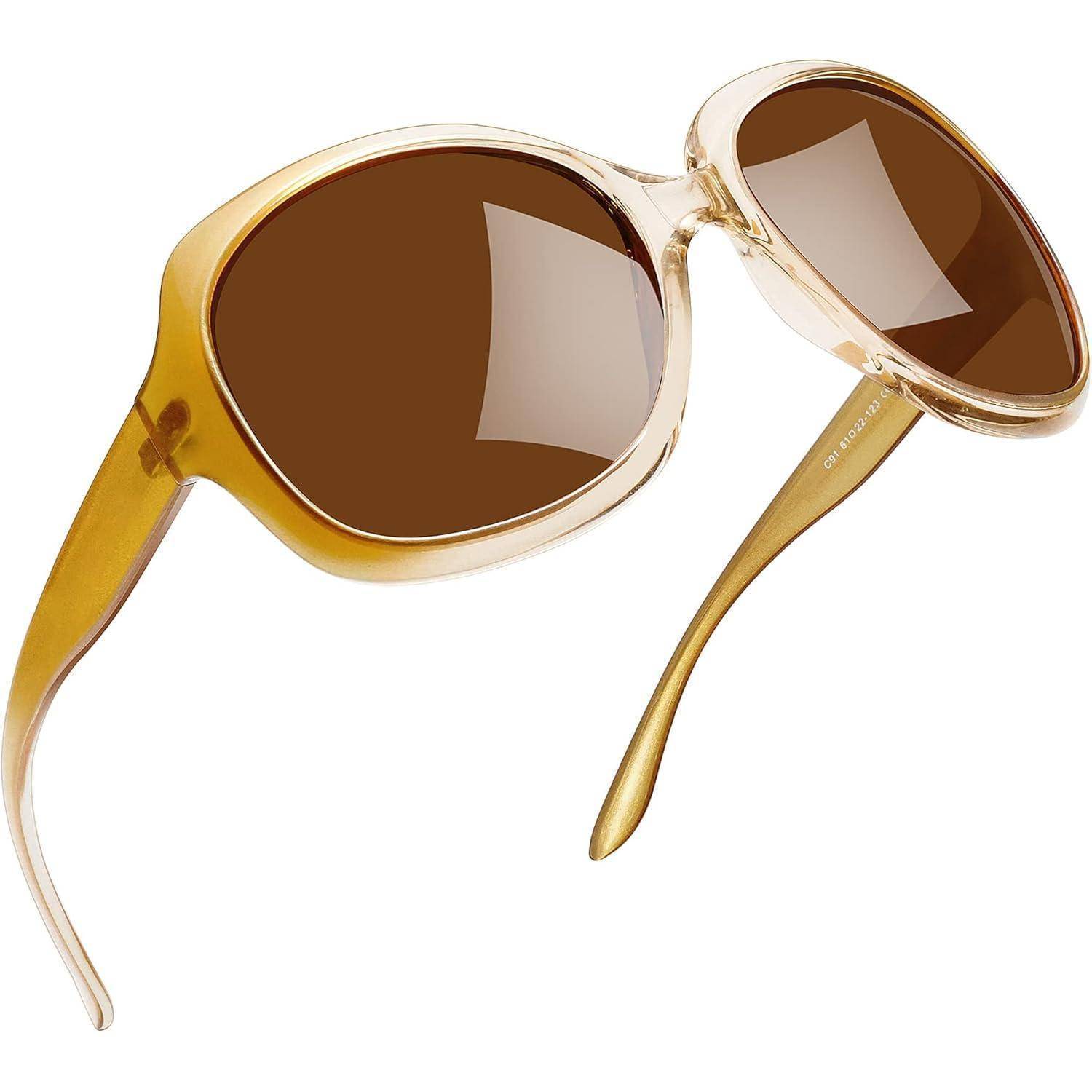 Sonnenbrille Damen Oversized B08-champagner Braun Wie die Bilder